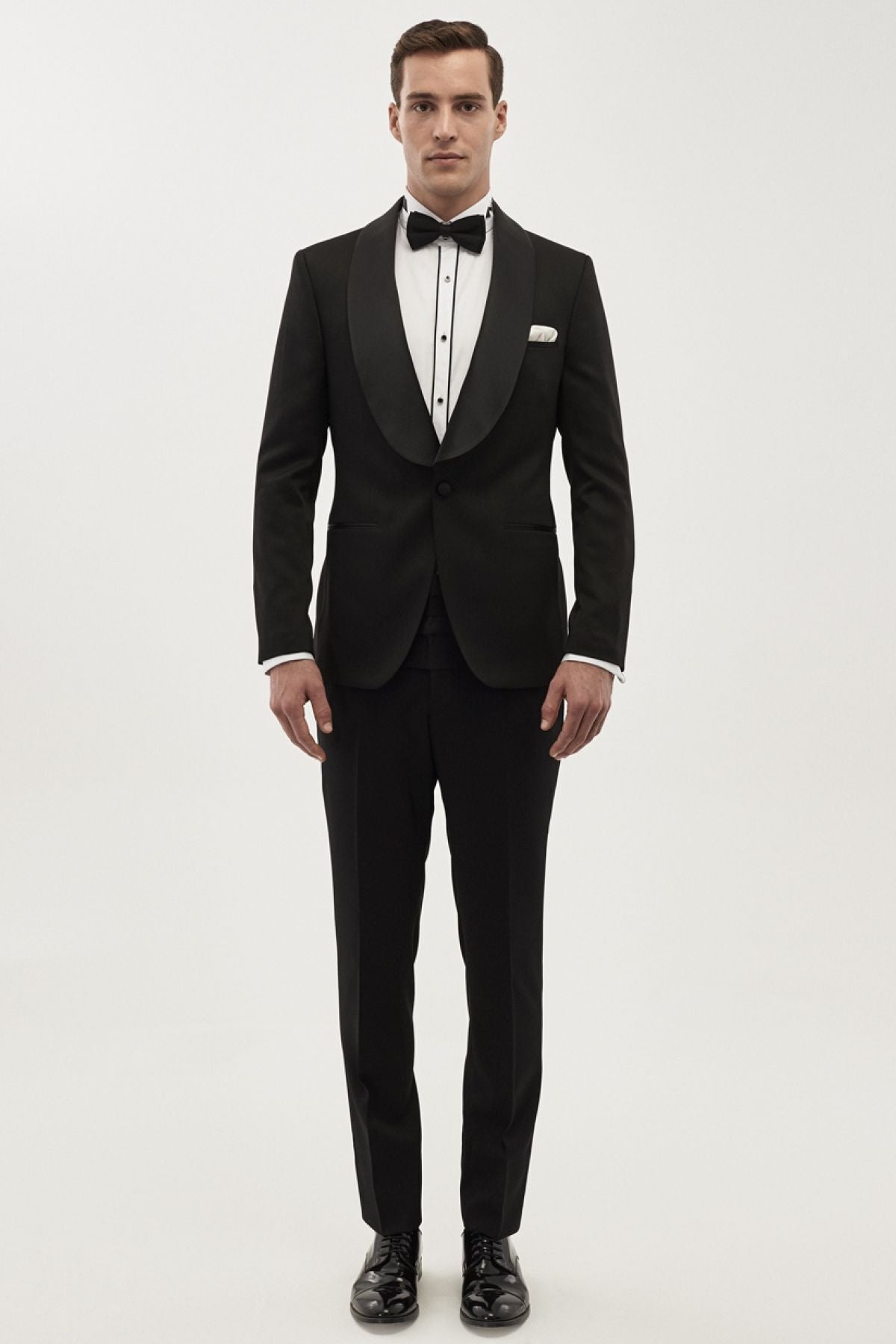 Men's Black Slim Fit Narrow Cut Patterned Patterned Tuxedo