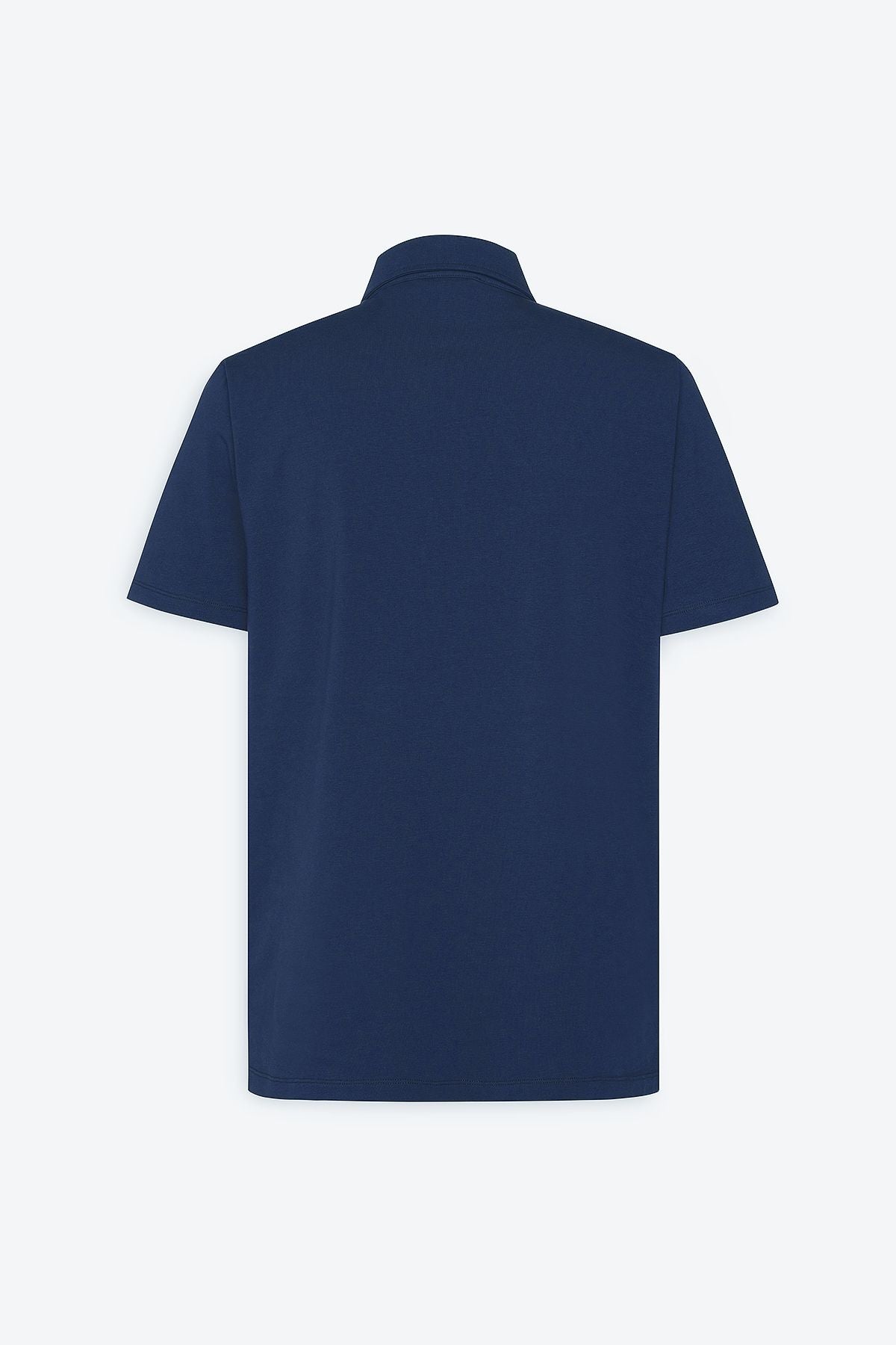 Men's navy blue slim fit narrow cut polo collar cotton t -shirt