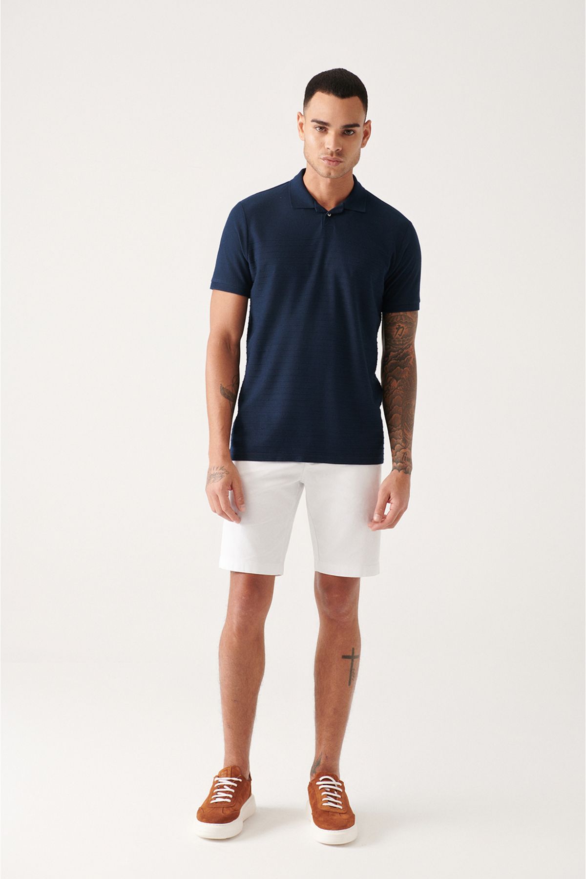 Men's Navy 100 %Cotton Polo Yaka T-shirt A31y1128