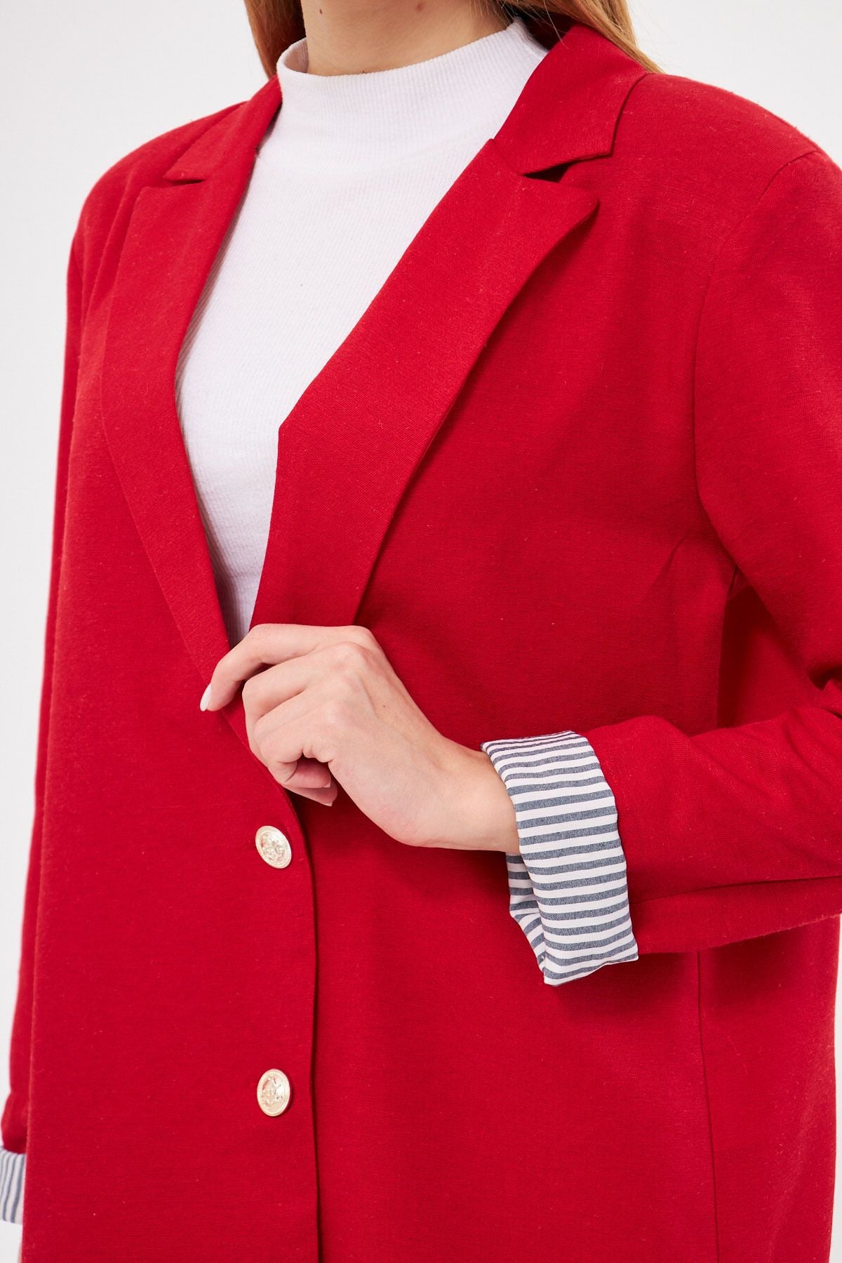 WOMEN RED CRUBAZE YOVA ARL FOLLOWING DETAILED OVERSESSE WATCH BLAZER JACKET ARM-25K001015