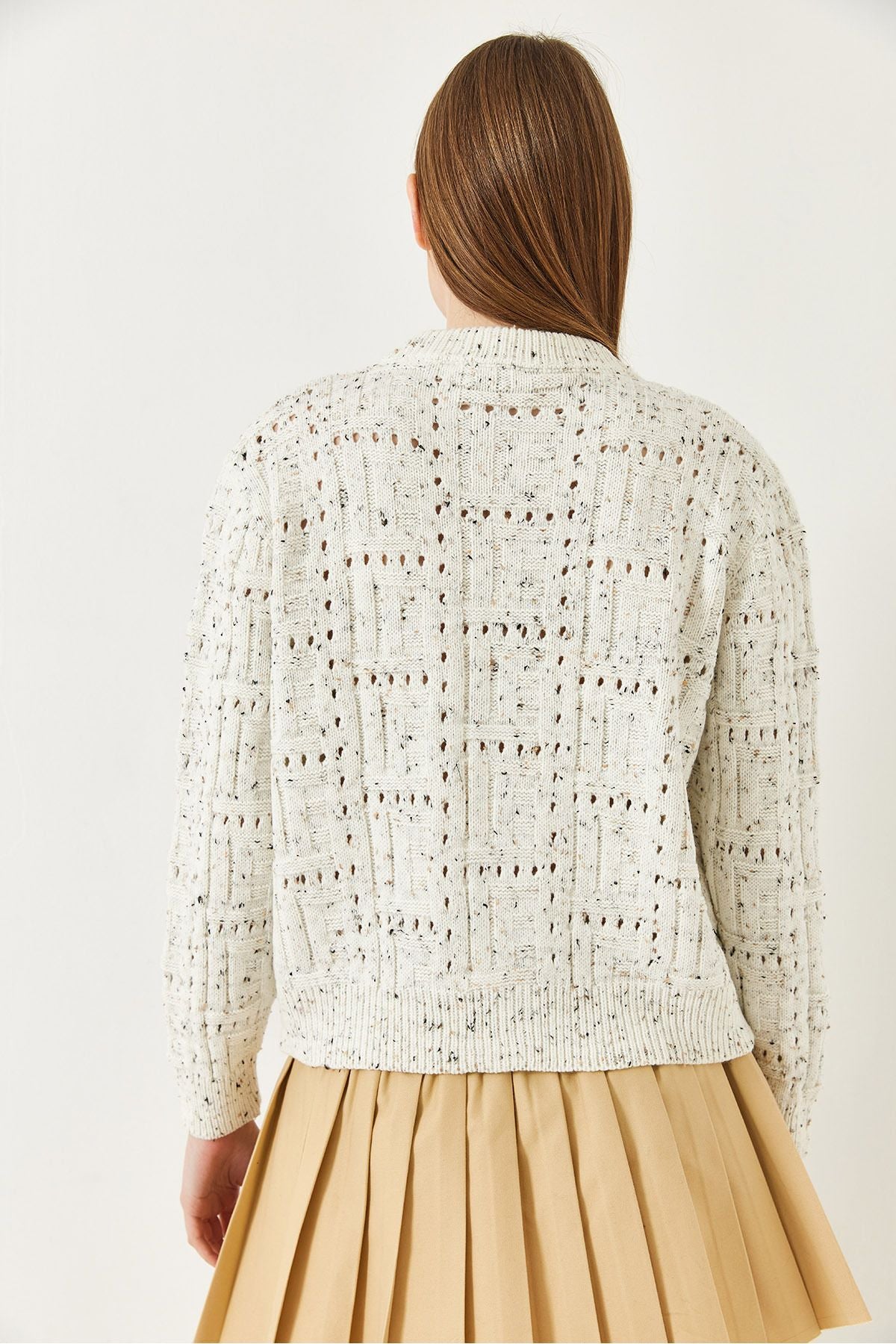 Female pompom patterned knitwear cardigan 20246270