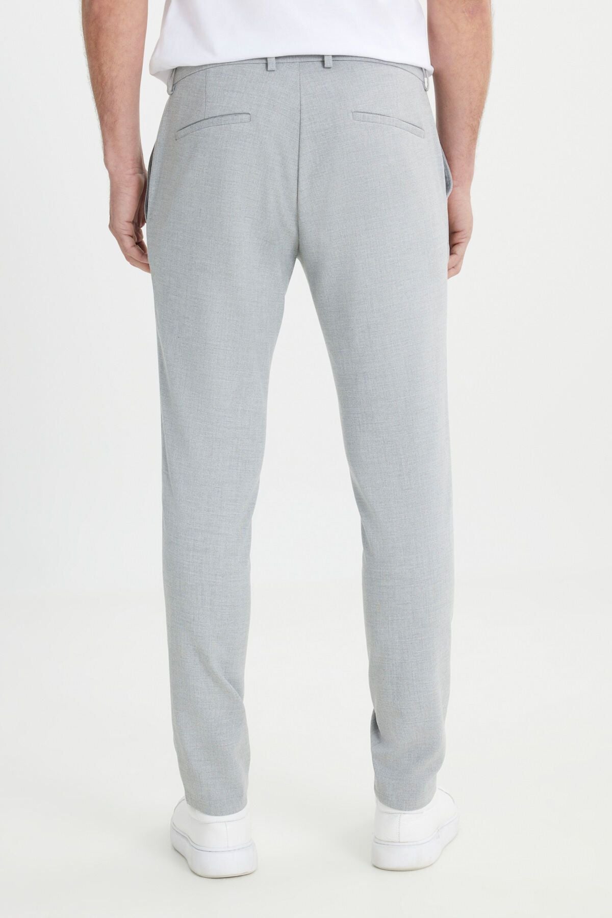 Men's gray slim fit Italian cutting side pocket flexible casual trousers