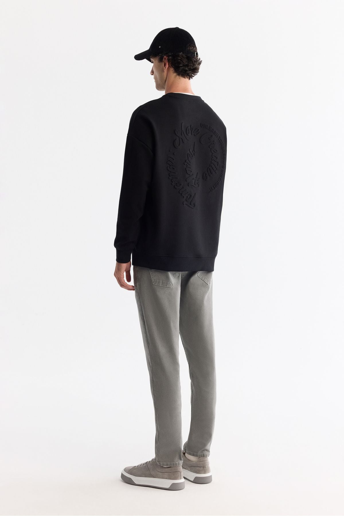 Men's black bike collar elastan sweatshirt a42y1248
