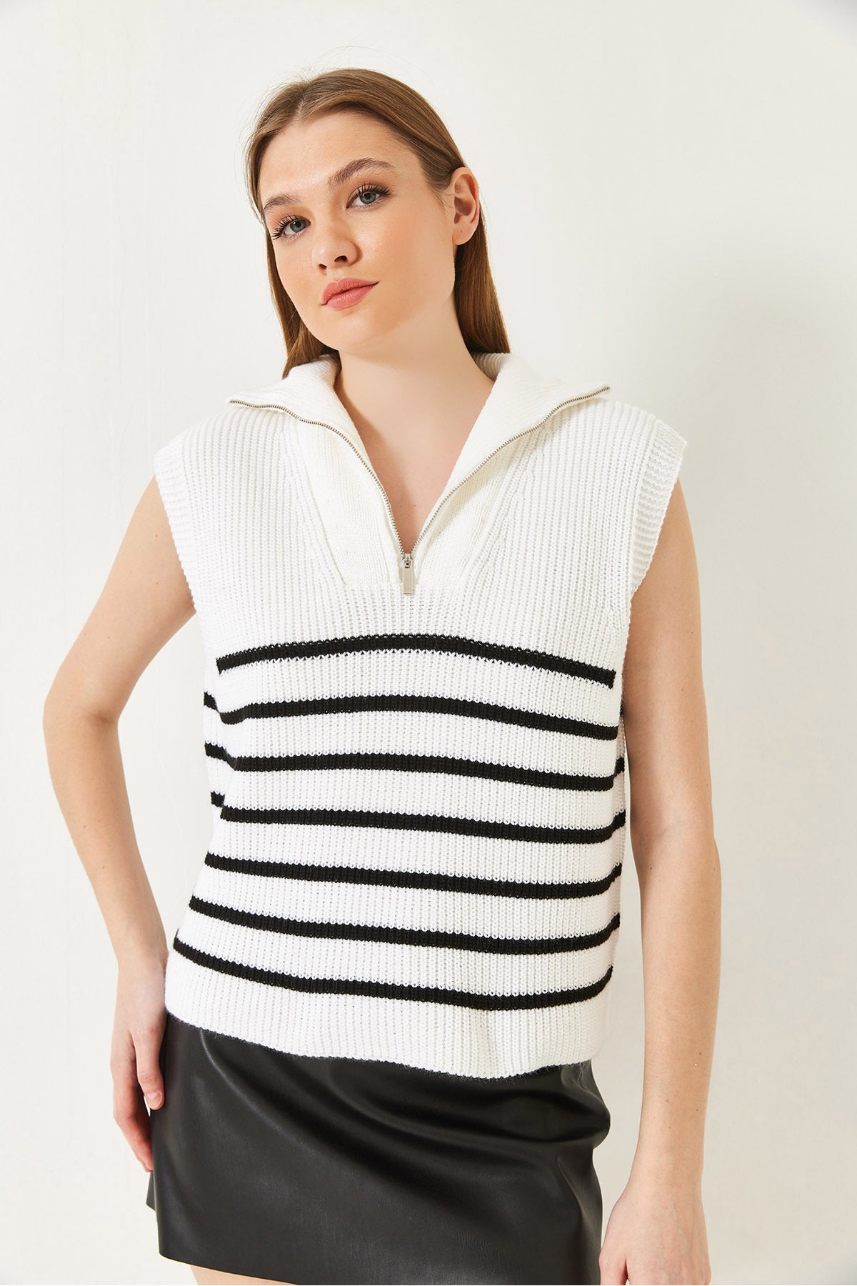 Women's Zippered Selanik Knitted Knitwear Sweater 20247578