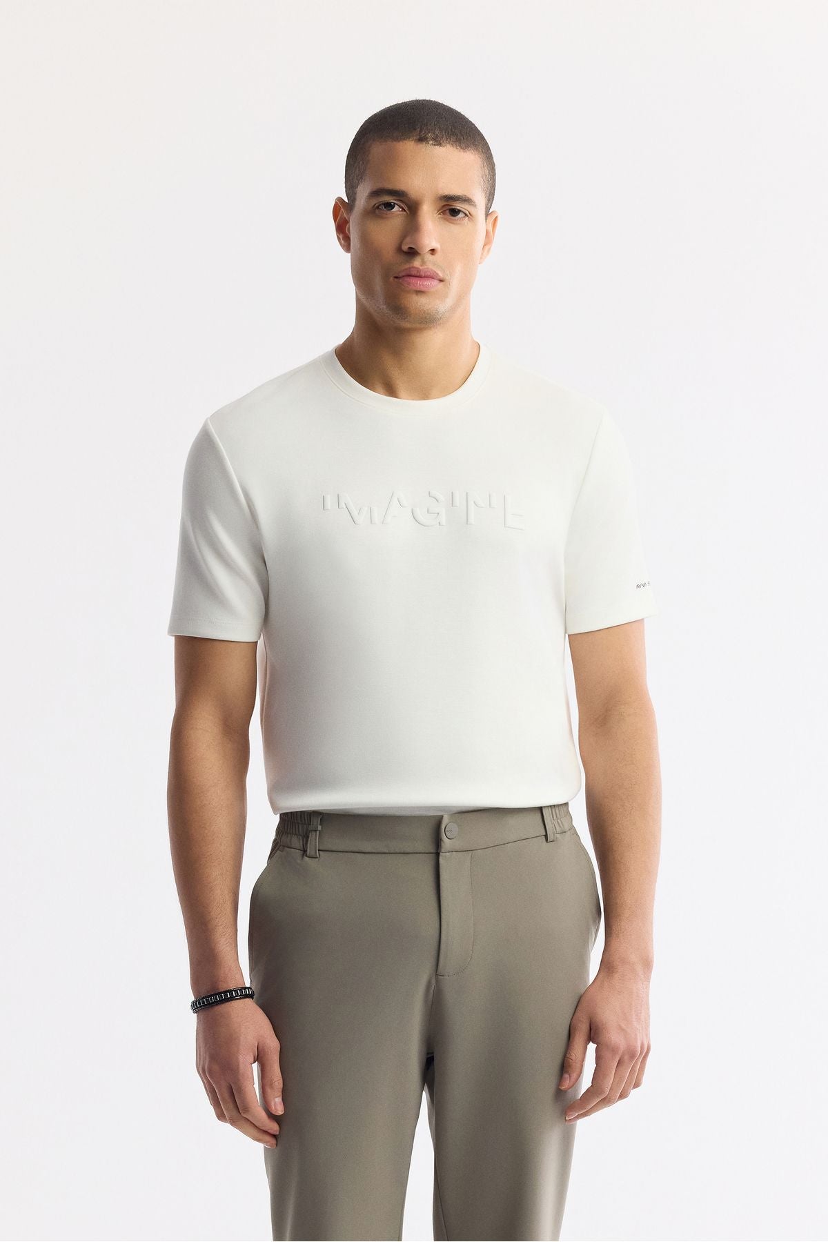 Men's khaki as well as rubber fabric nora slim fit pants A51y3077