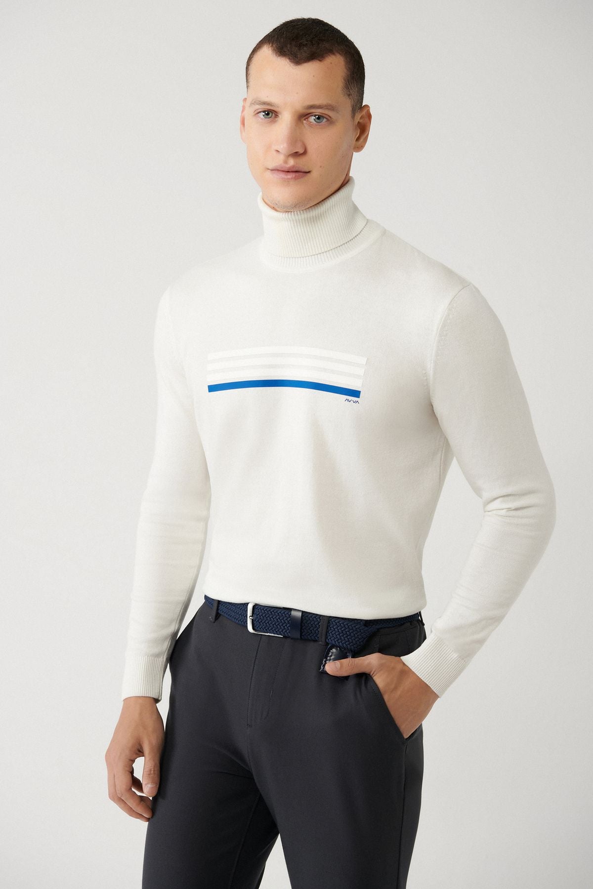 Men's Ecru Fisherman Cotton Cotton Knitwear Sweater A32y5144