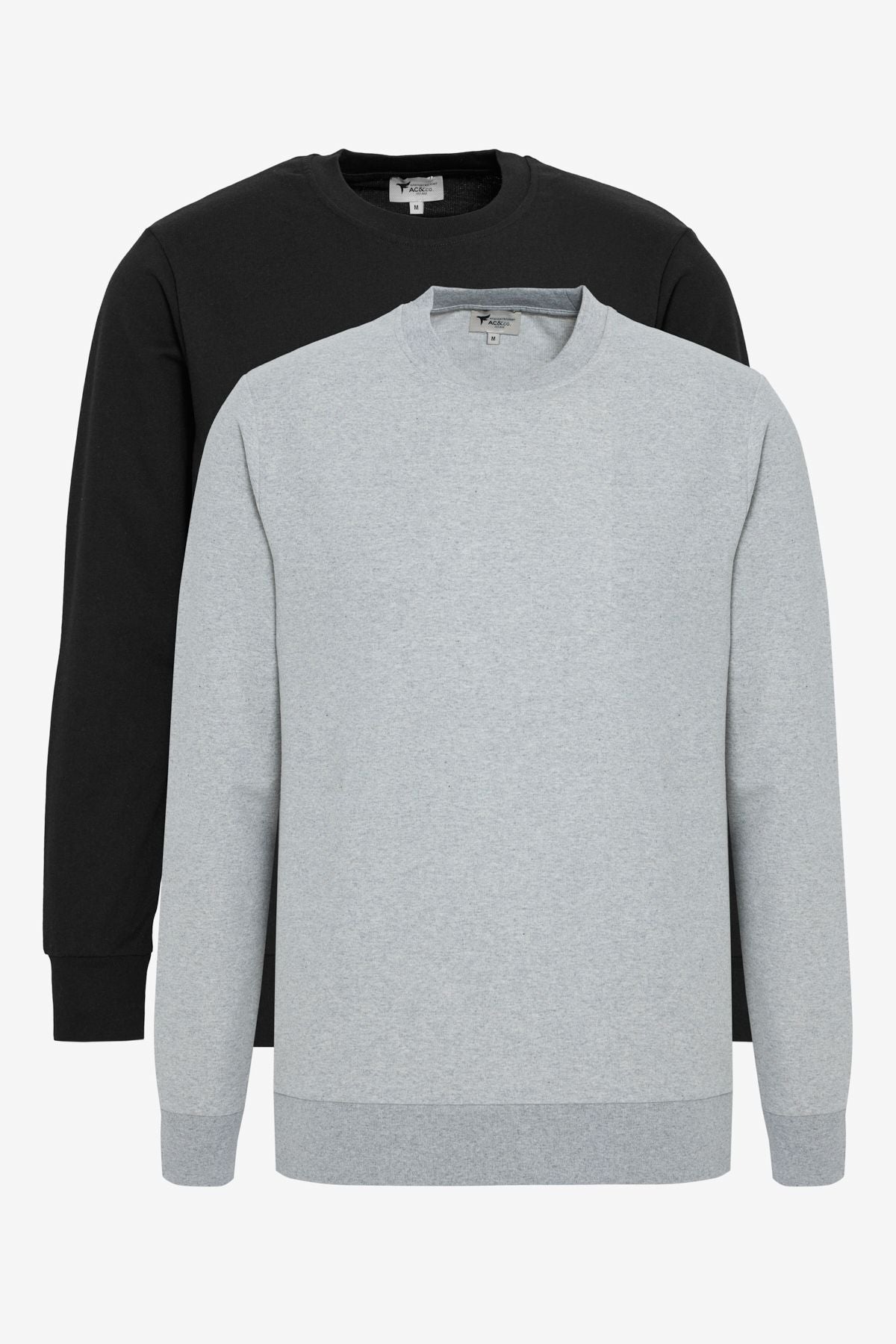 Men's Black-Gri Melanj 2 Pack Cotton Standard Fit Normal Cut Bike Bike Sweatshirt