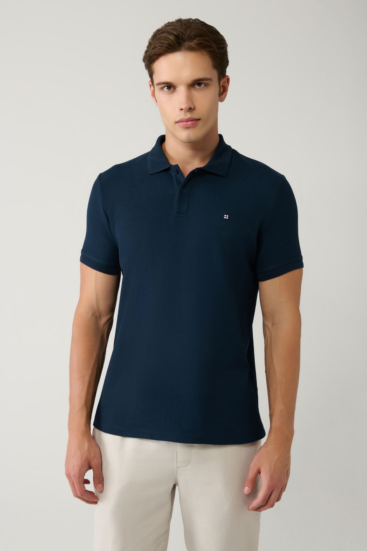 Men's Navy 100 %Cotton Fast Drying Polo Yaka T-shirt B001032