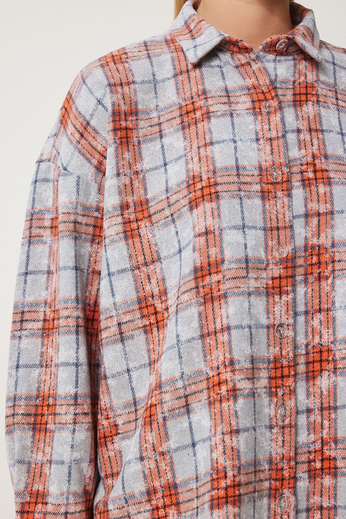 Women's Gray Square Jacquard Woven Shirt to00155