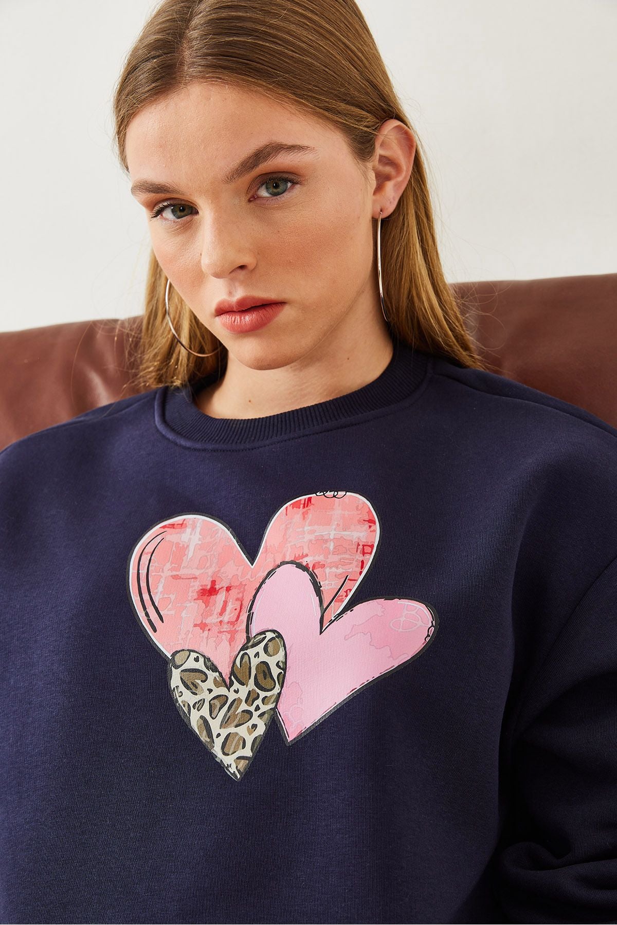 Women's Heart Printed Sweatshirt MBHS017 60601017