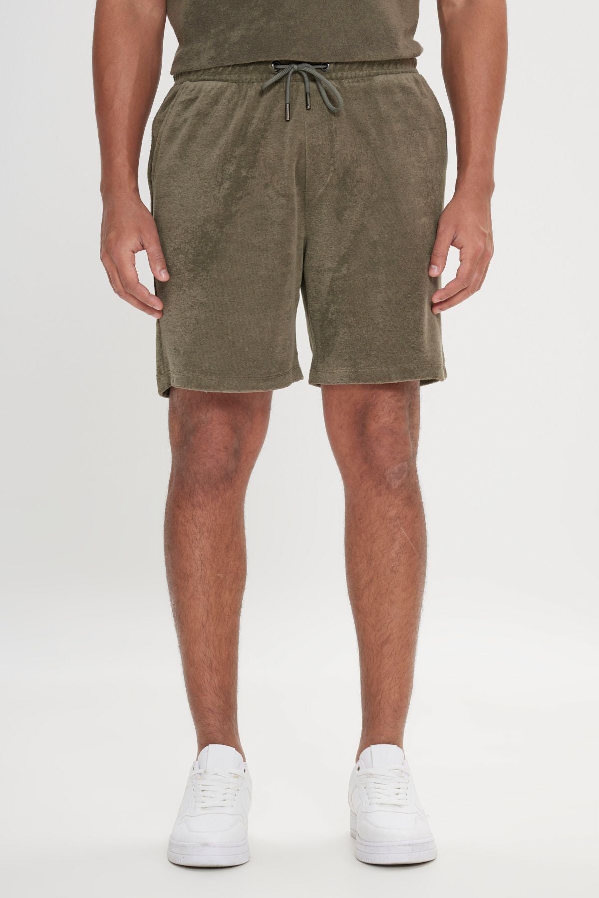 Male Khaki Standard Fit Normal Cut Towel Shorts