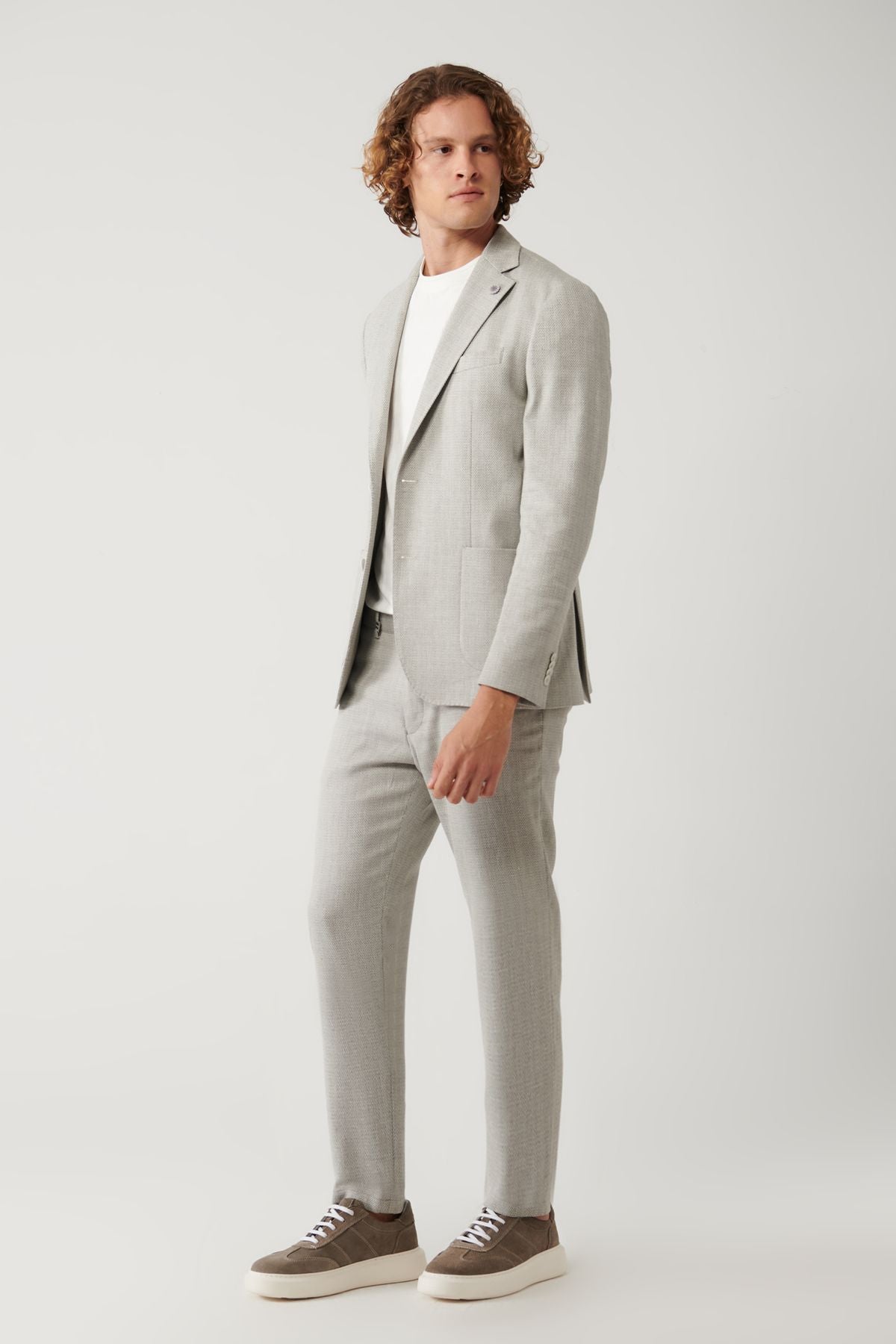 Men's gray lining without linen mixed lightweight jacket A41y4029