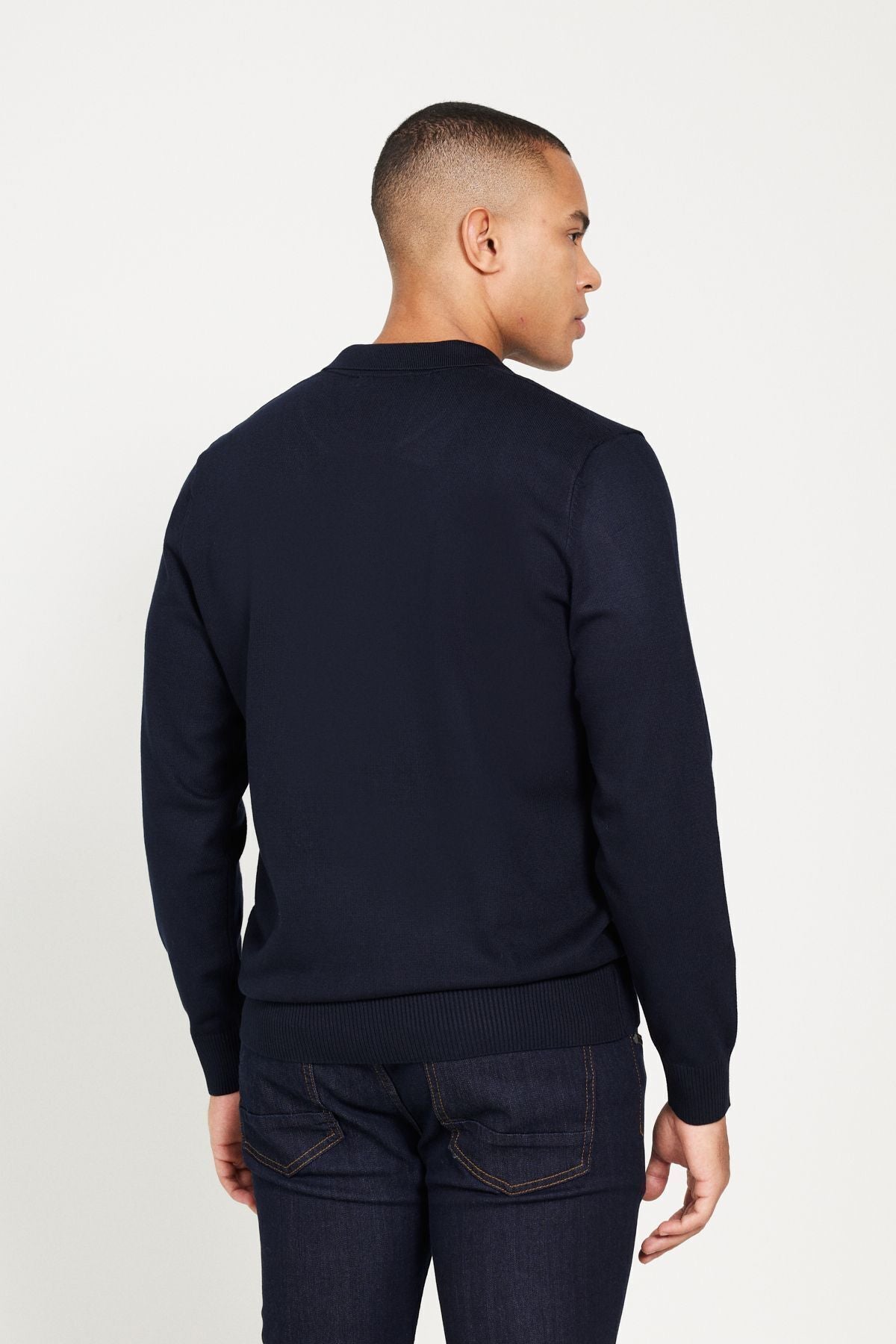 Men's Navy Blue Standard Fit Normal Cut Polico Kazakh