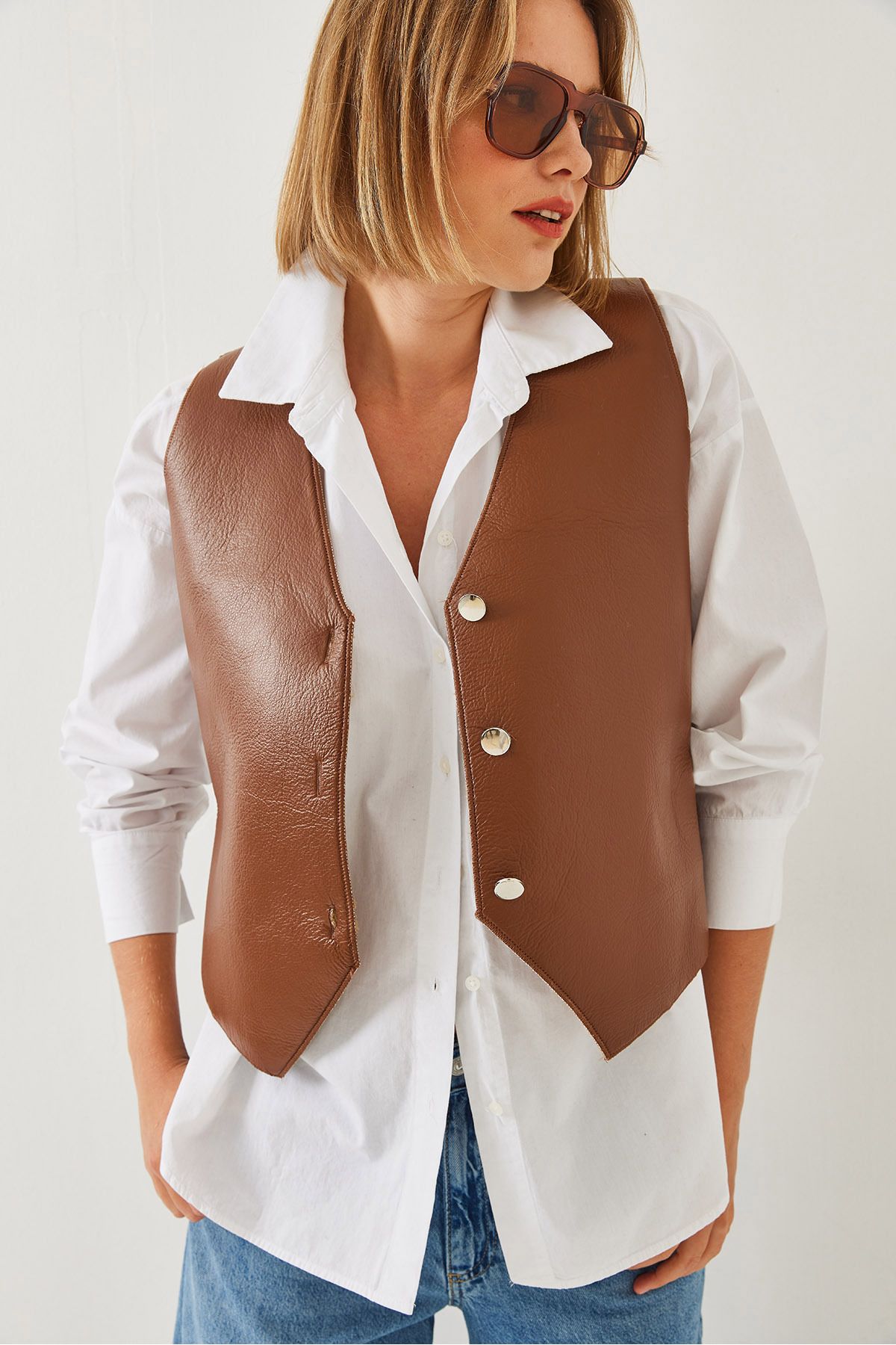 WOMEN'S LEATHER PLUSH VEST 6468 60351161