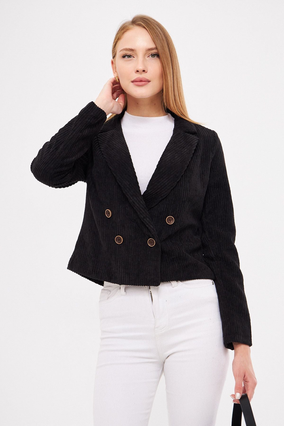 WOMEN BLACK CREMAZE YOZA VADIET CROP JACKET ARM-24K001059