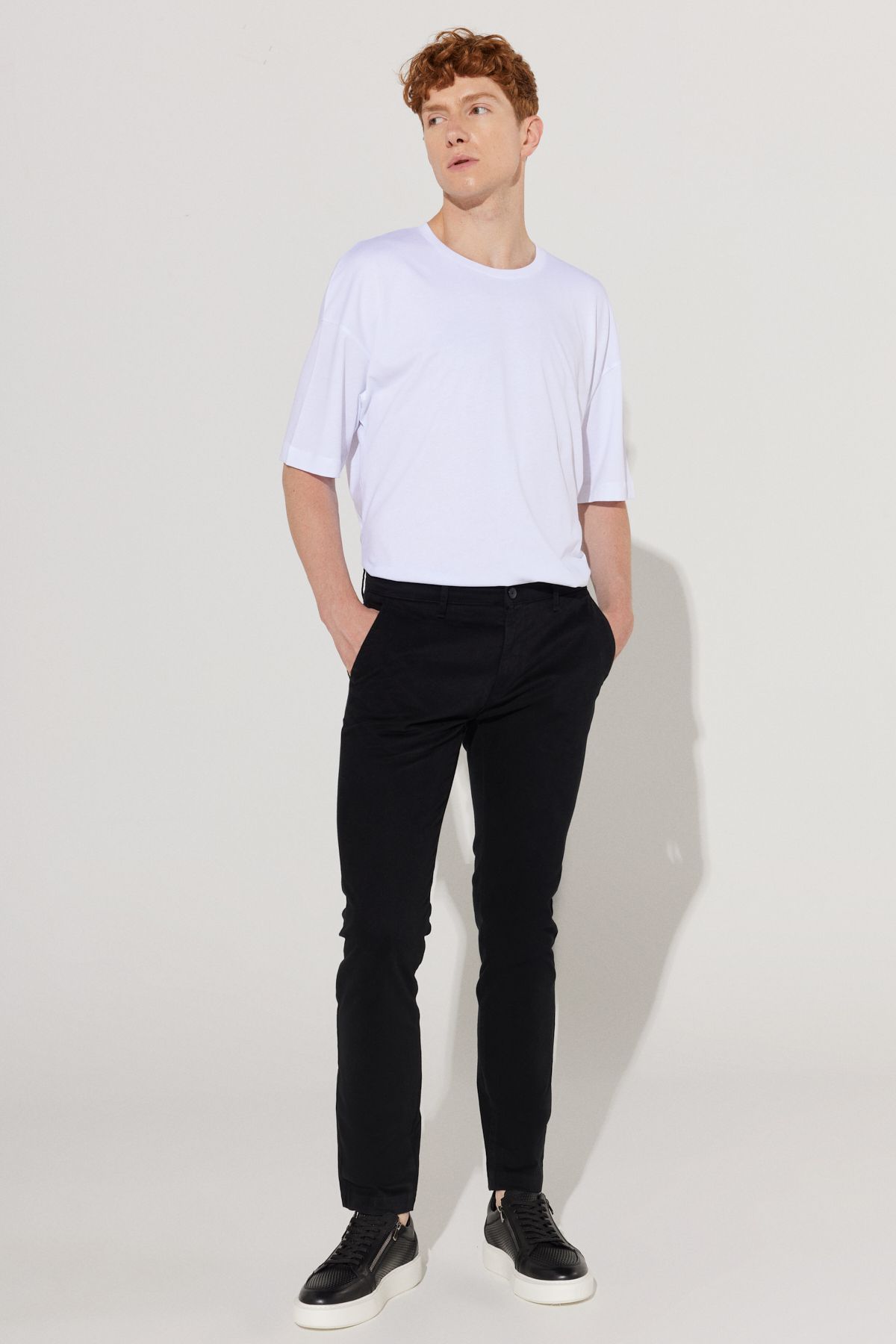 Men's black slim fit narrow -cut cotton flexible comfortable chino pants