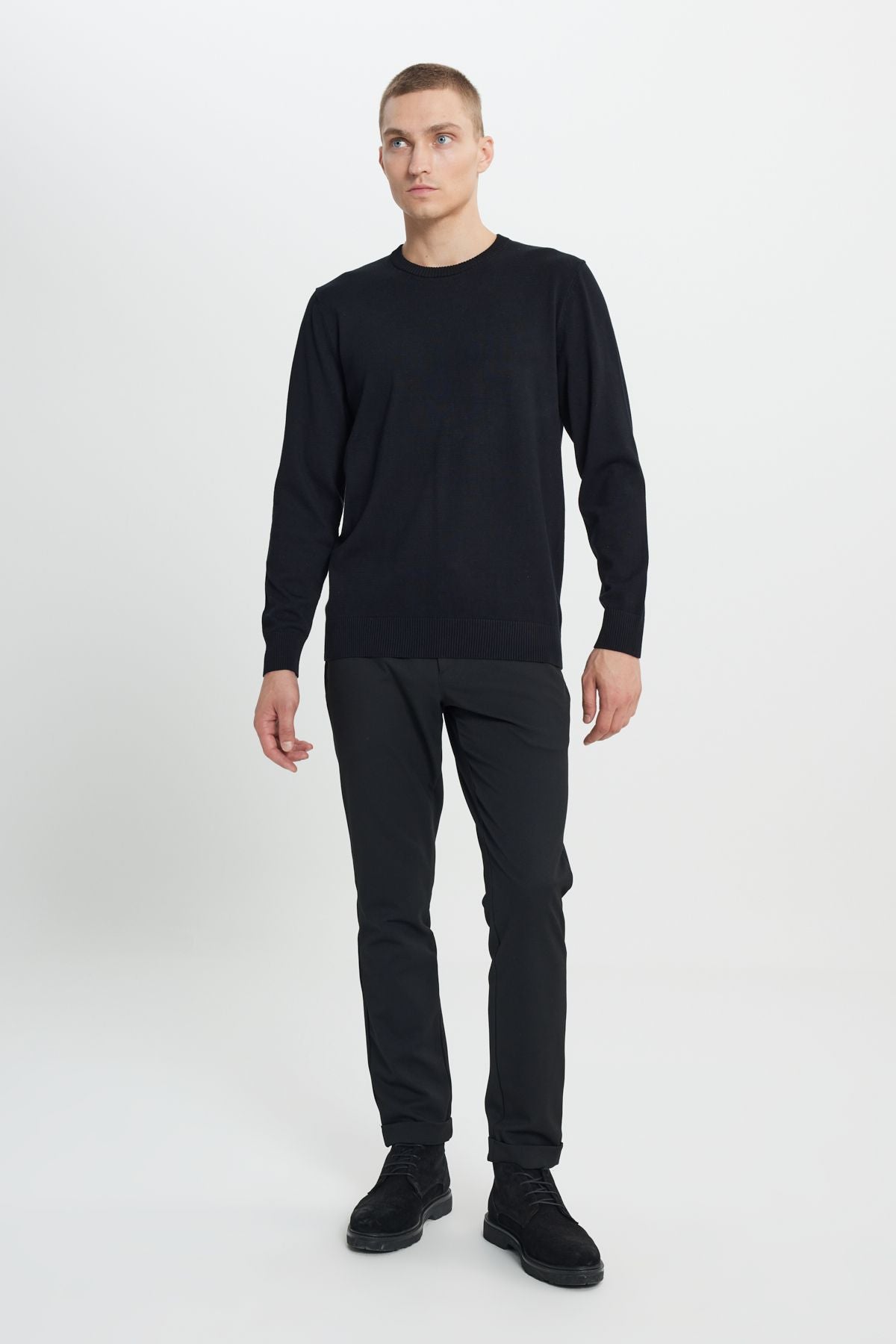 Men's Black Standard Fit Normal Normal Class Bicycle Knitwear Sweater