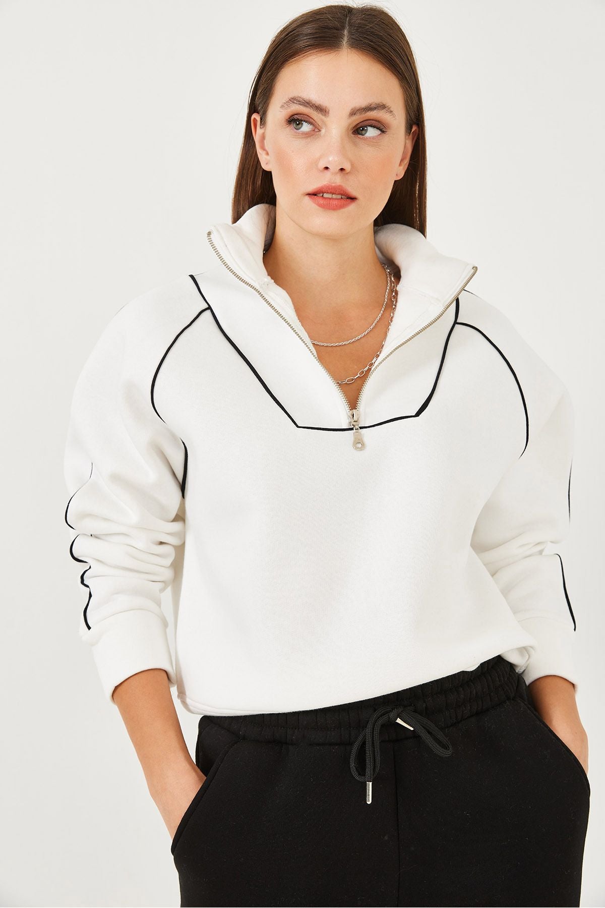 WOMEN'S HALF ZIPLE OVERSESSE SWEATSHIRT MB-5386 60251896