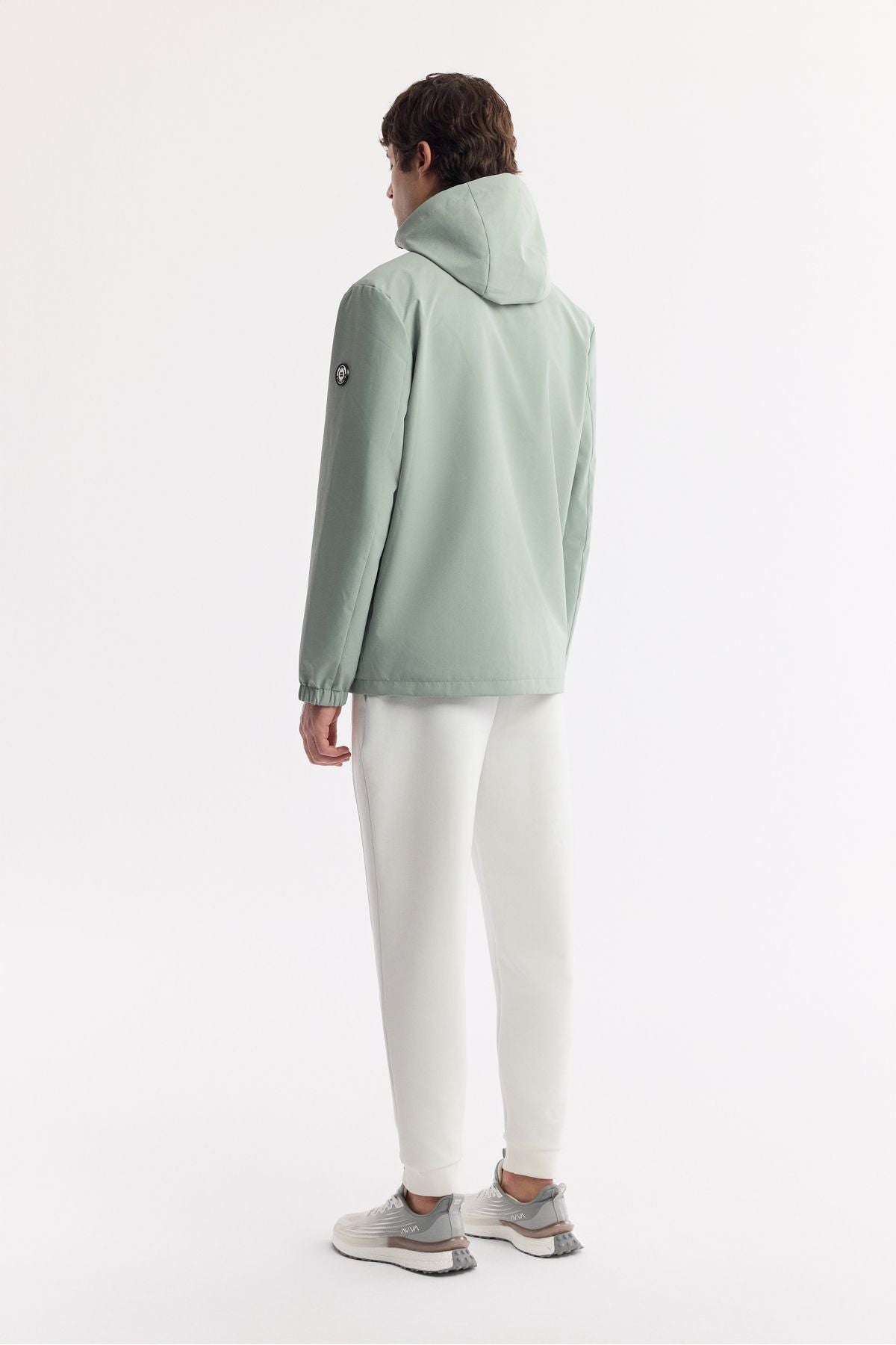 Men's Mint Green Hooded collar windproof light coat A51y6054