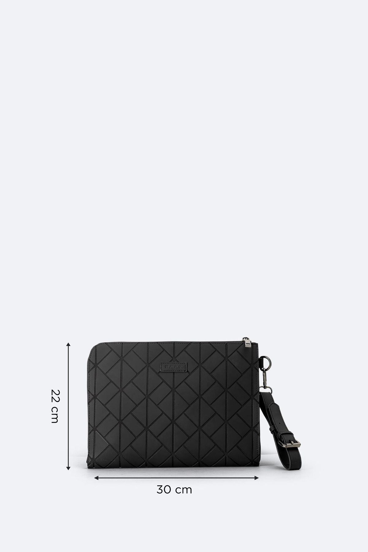 Men's black zipper closing handbag A42y9102