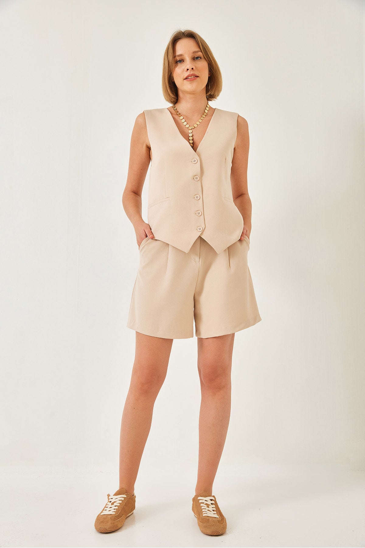 Women's V-Neck Vest Shorts Set 60316 60271017