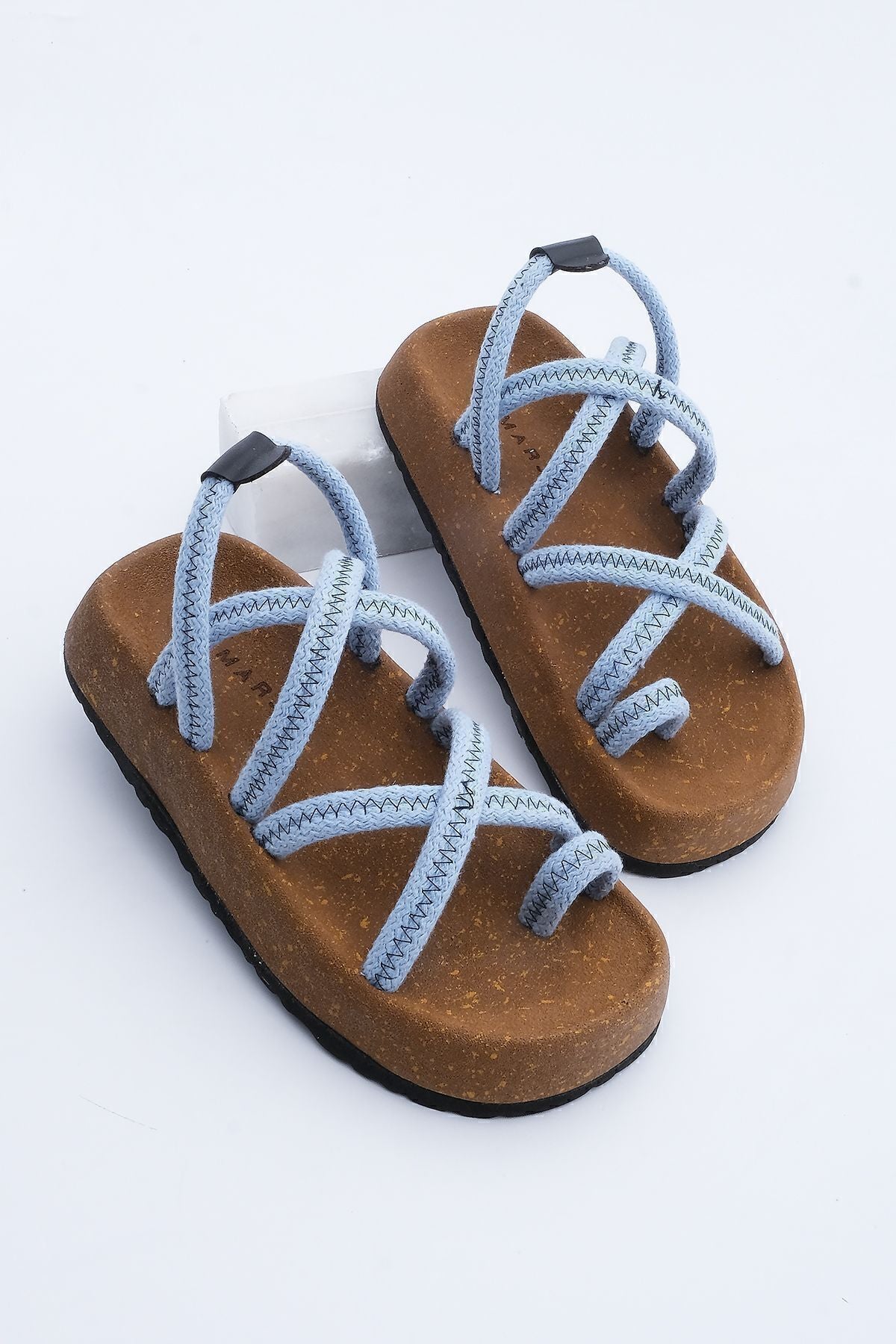 Female mushroom base patterned cotton rope flip -flops cross band daily sandals