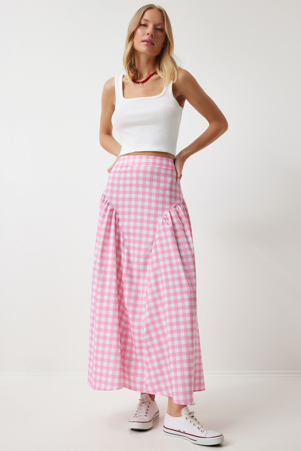 Woman Pink Pötikare Flash Summer Poplin Skirt UL00024