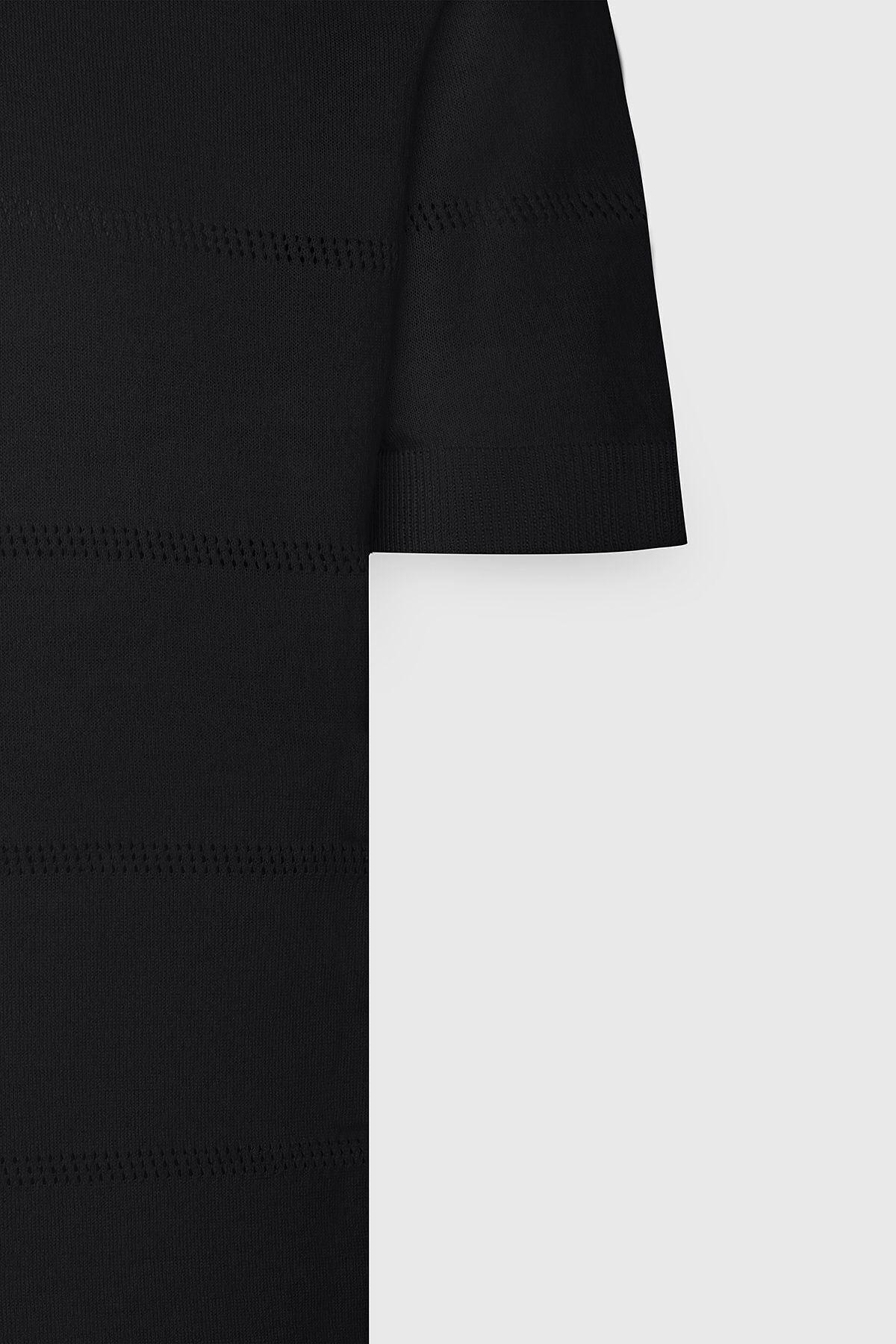 Men's Black Standard Fit Normal Cutting 100 %Cotton Jacquari Polo Yaka Triko T -shirt