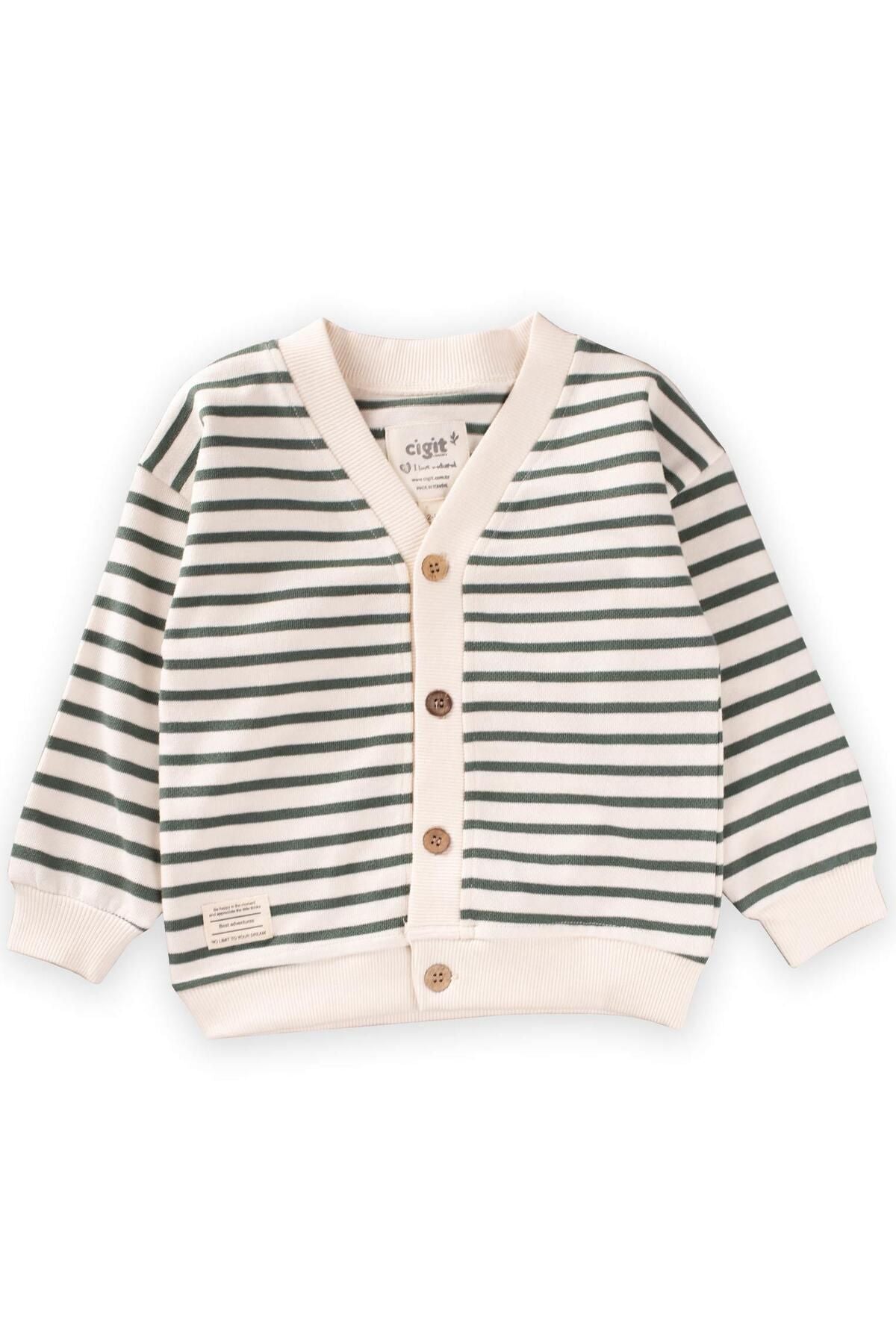 Striped cardigan 2-10 years old khaki green