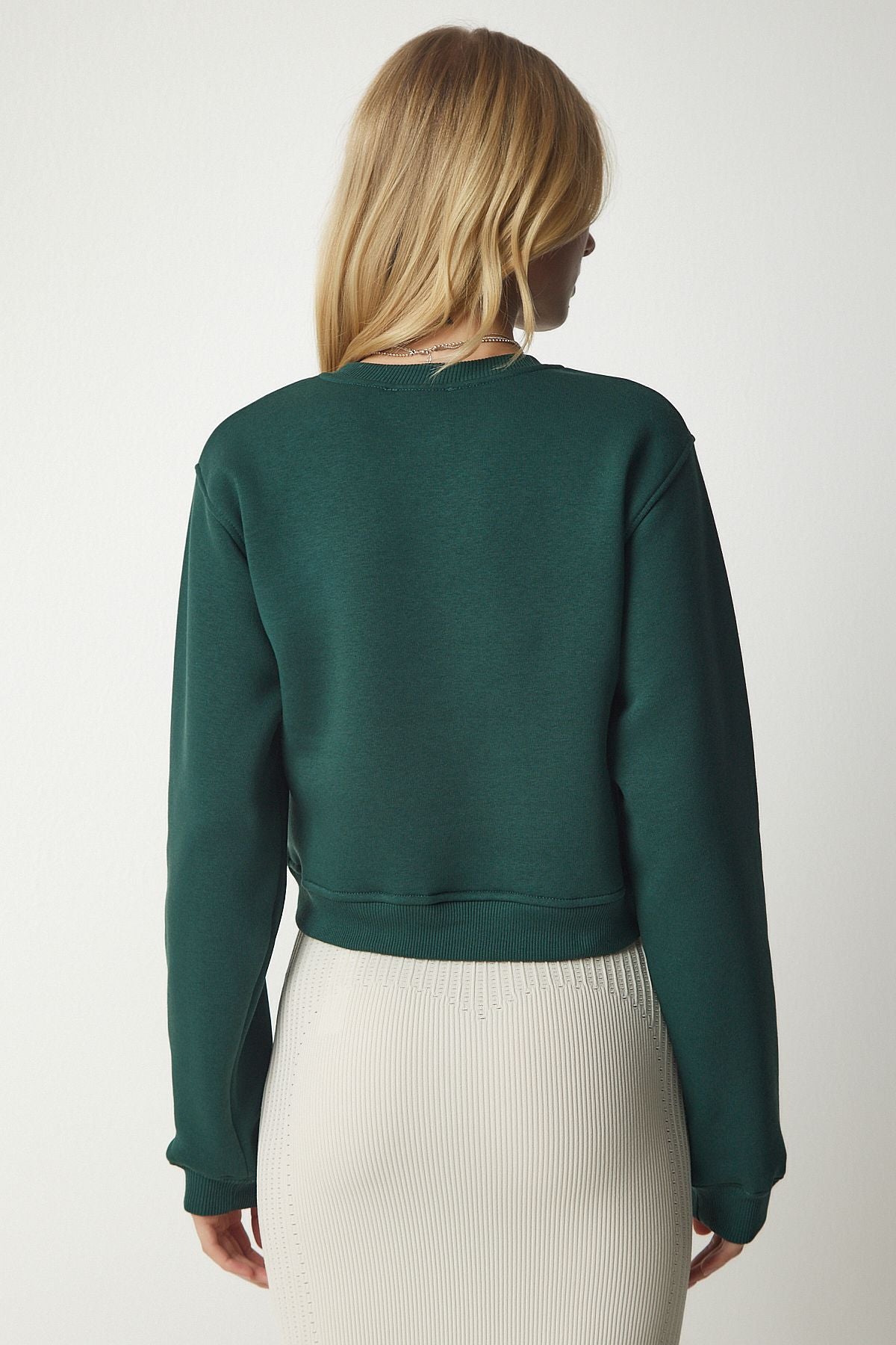 Female Emerald Green Crop Sweatshirt UB00178