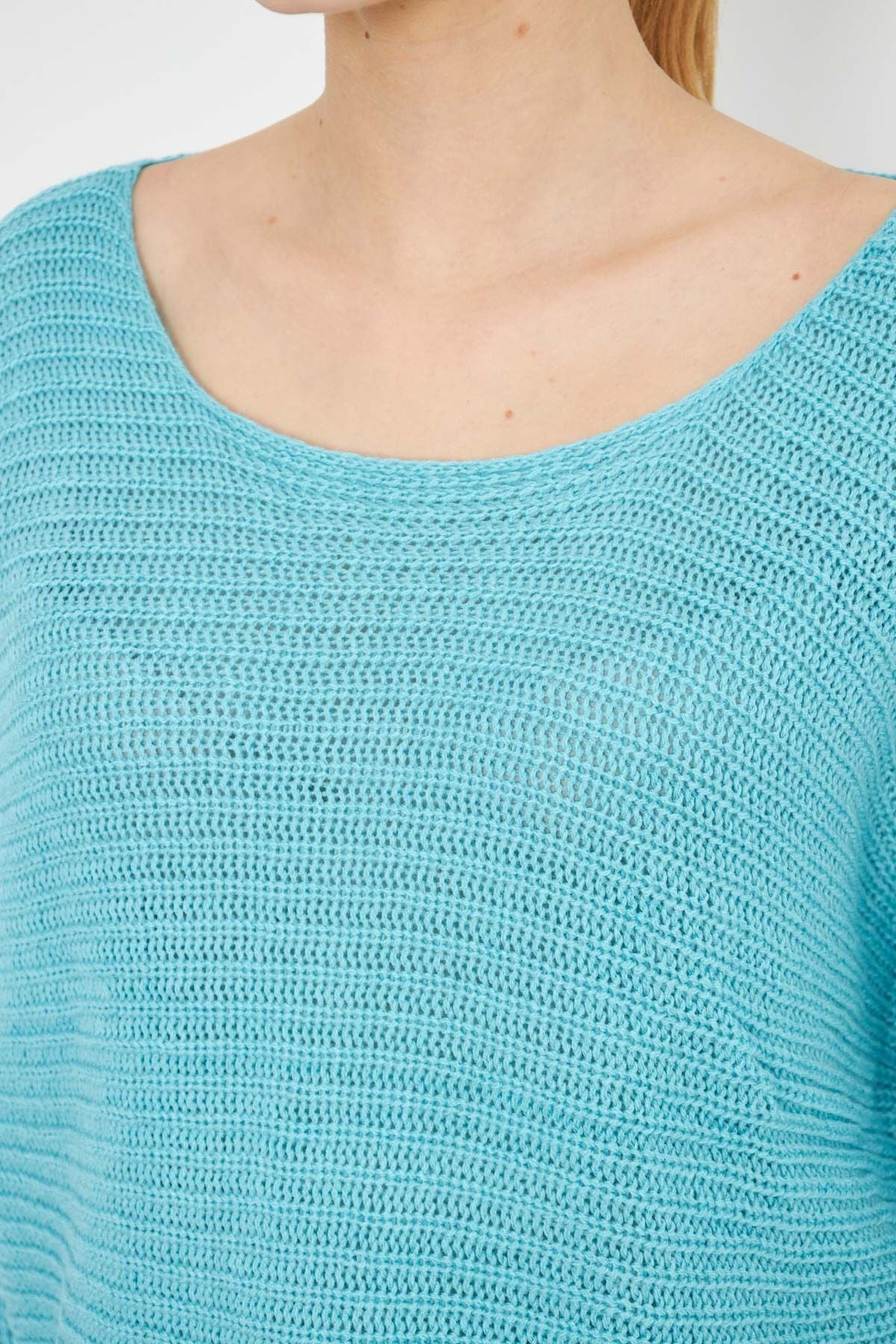 Women's turquoise Thessaloniki shabby knitwear sweater ARM-21K012010