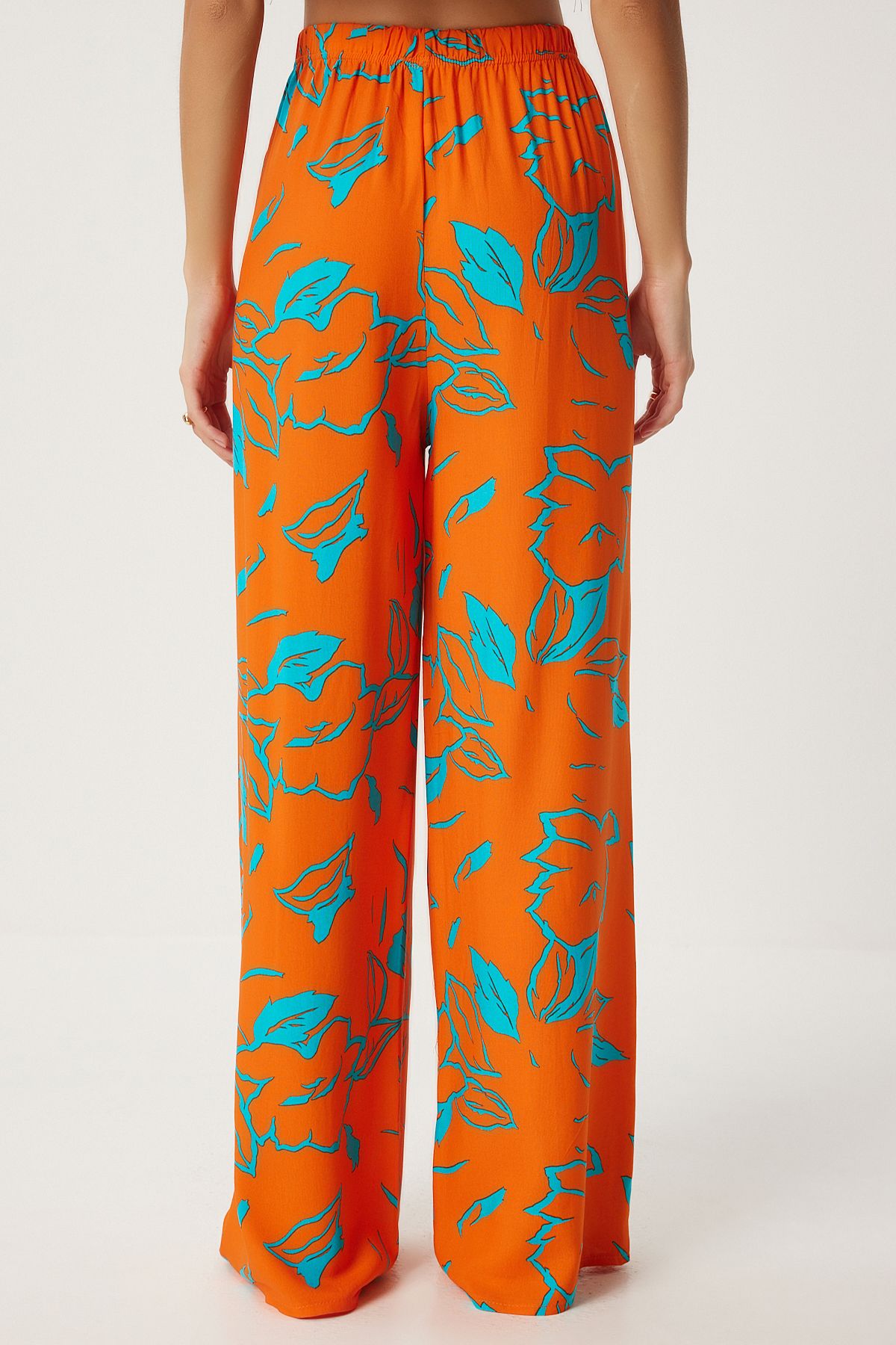 Woman Oranj Blue Patterned Viscose Palazzo Pants EN00606