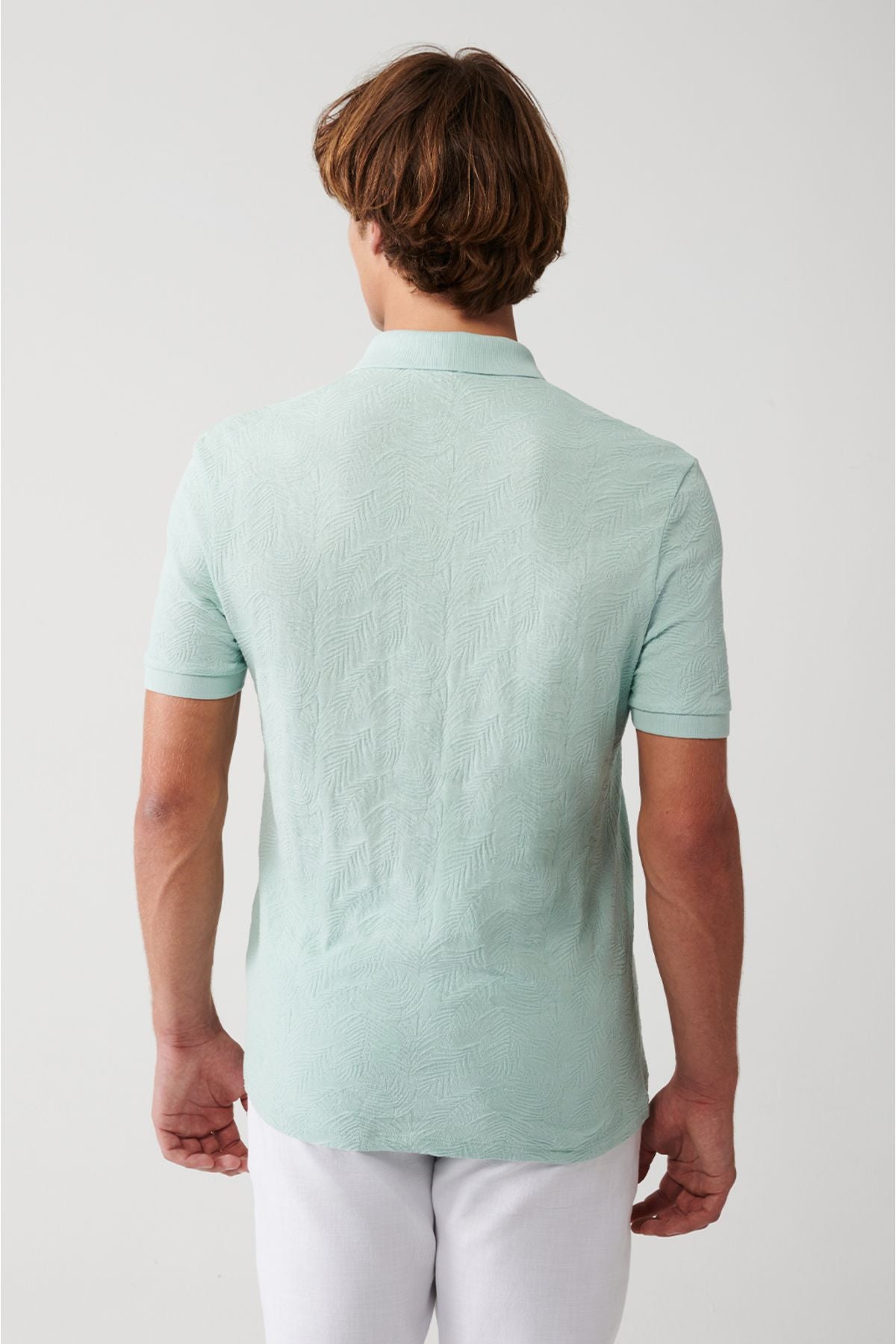Men's Mint Green 100 %Cotton 3 Button Polo Yaka T-shirt A31y1194