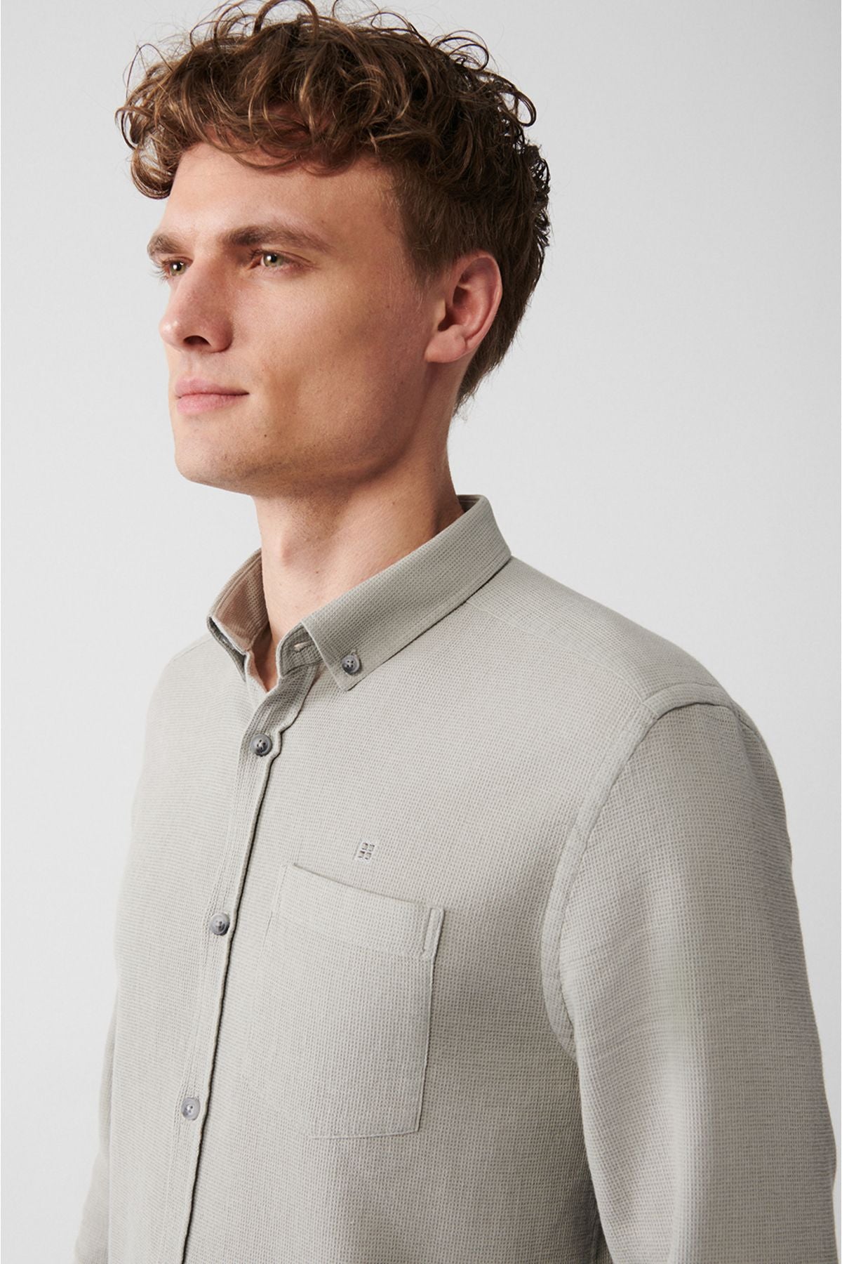 Men's gray 100 %cotton pocket shirt A31y2005