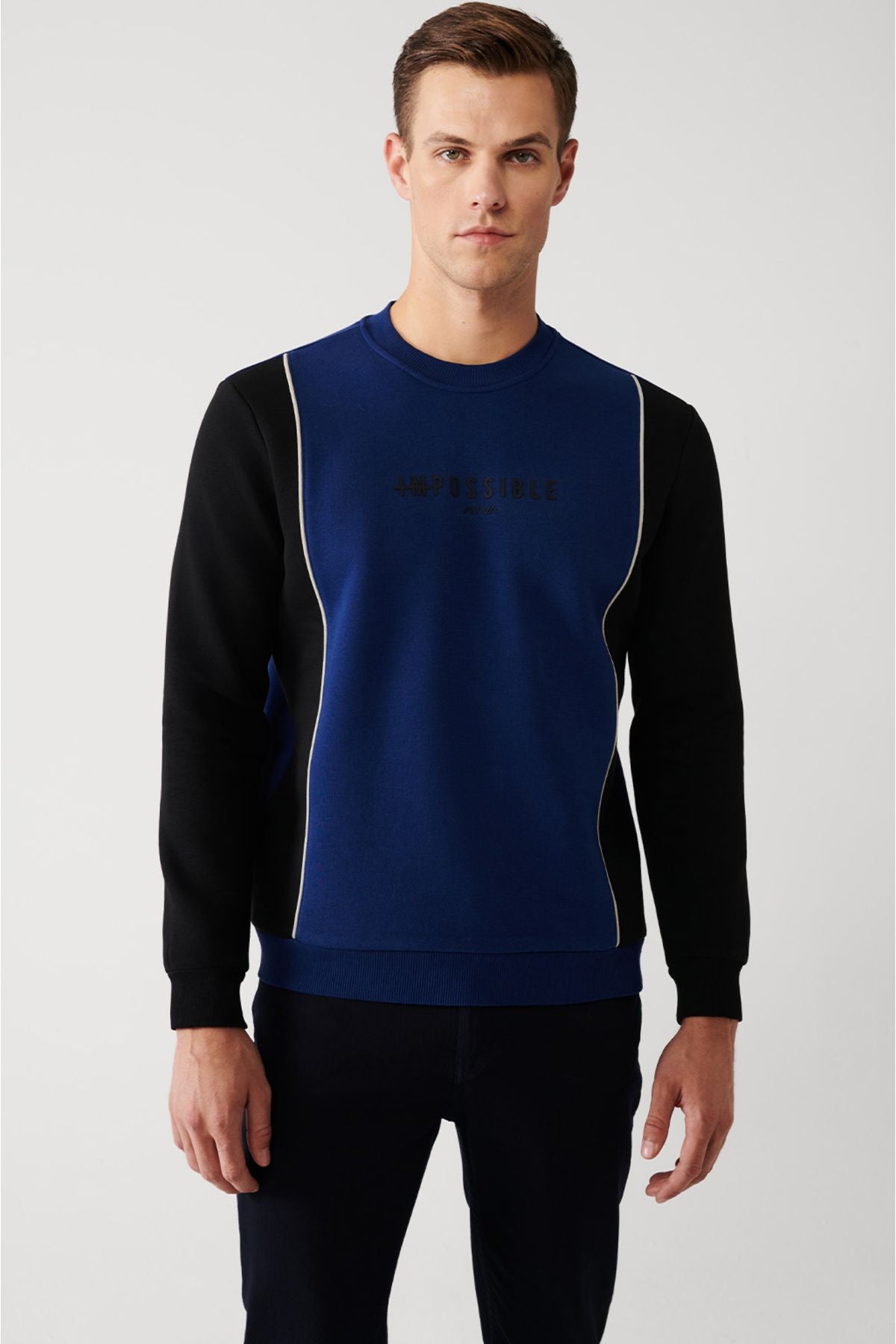 Men's Saks Bicycle Collar 3 -Triple Slogan Printed Sweatshirt A32Y1385