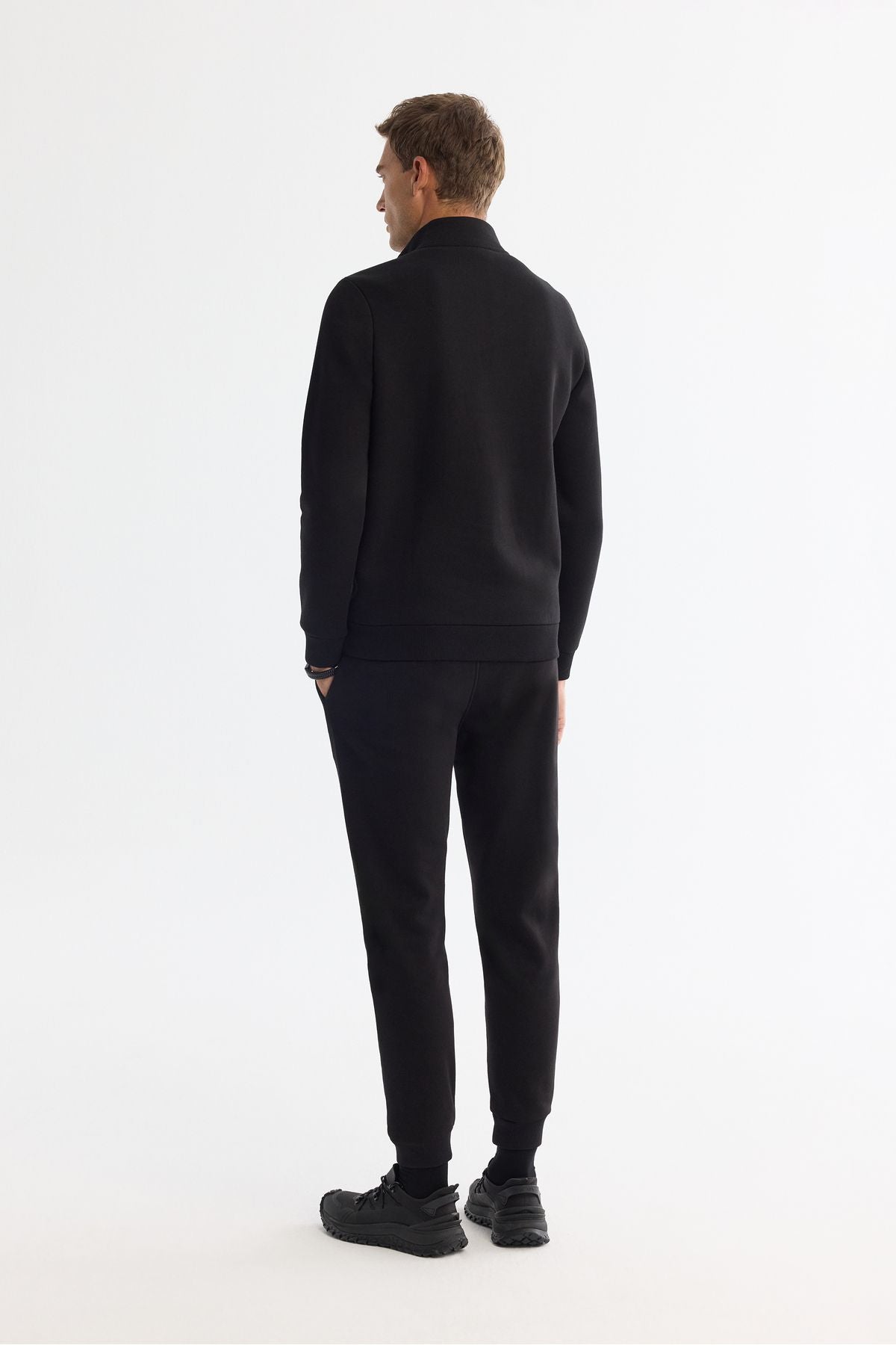 Men's black upright collar zipper 3 -IP Sweatshirt E001020