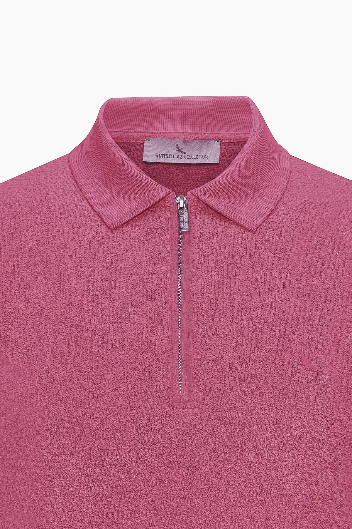 Men's rose dry slim fit narrow cut cotton polo collar t -shirt