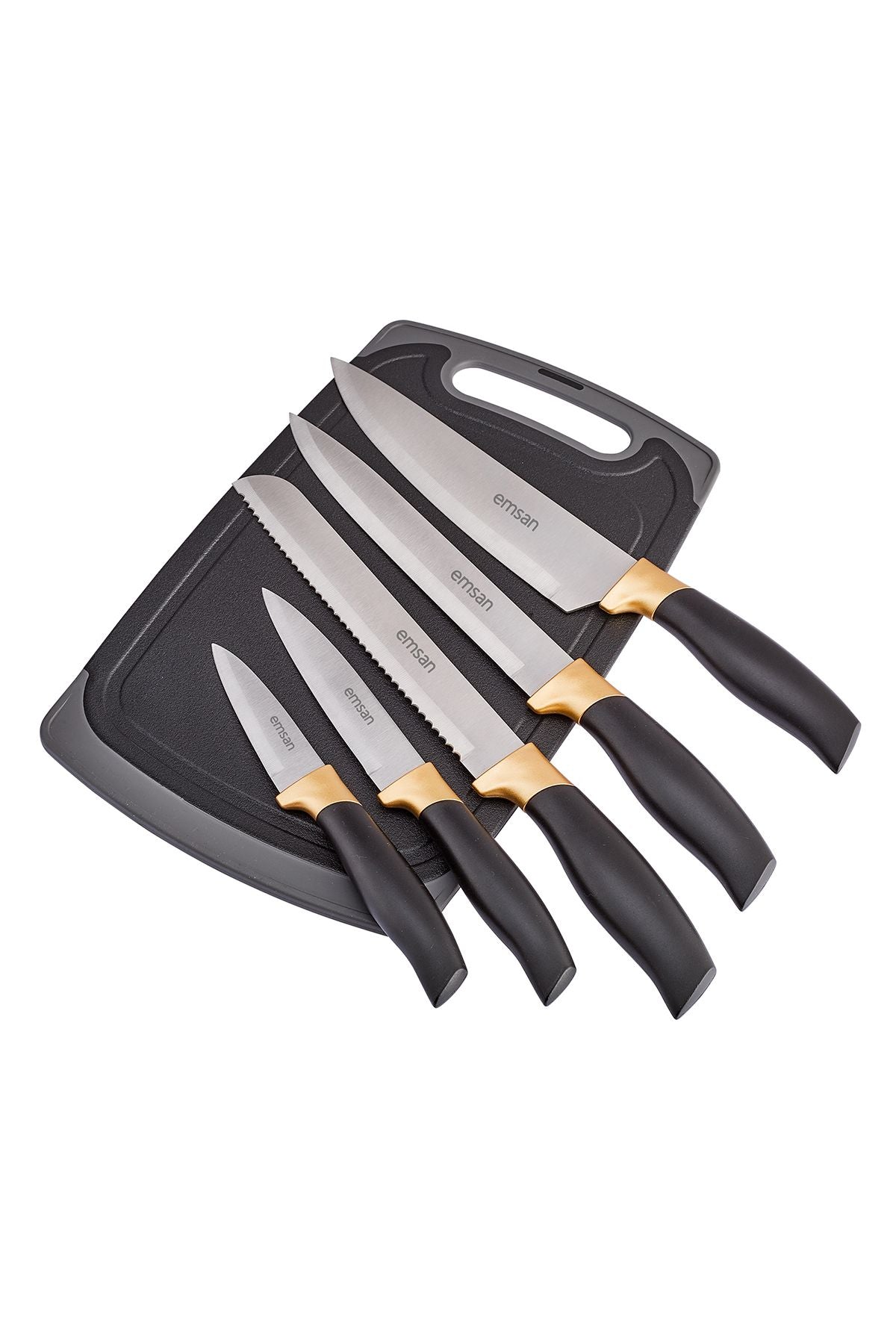 Mastercut black 12 pieces knife service cutting board set black