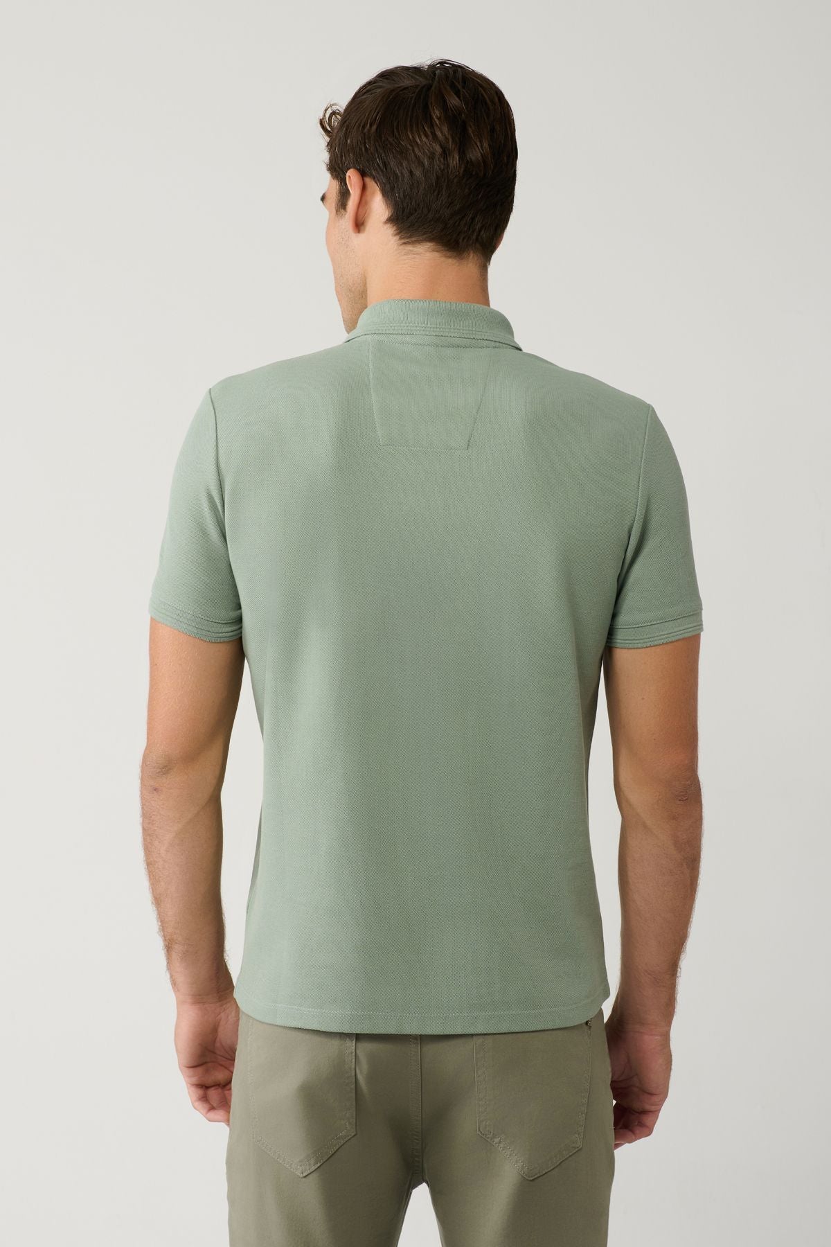 Men's Mint Green 100 %Cotton Fast Drying Polo Yaka T-shirt B001032