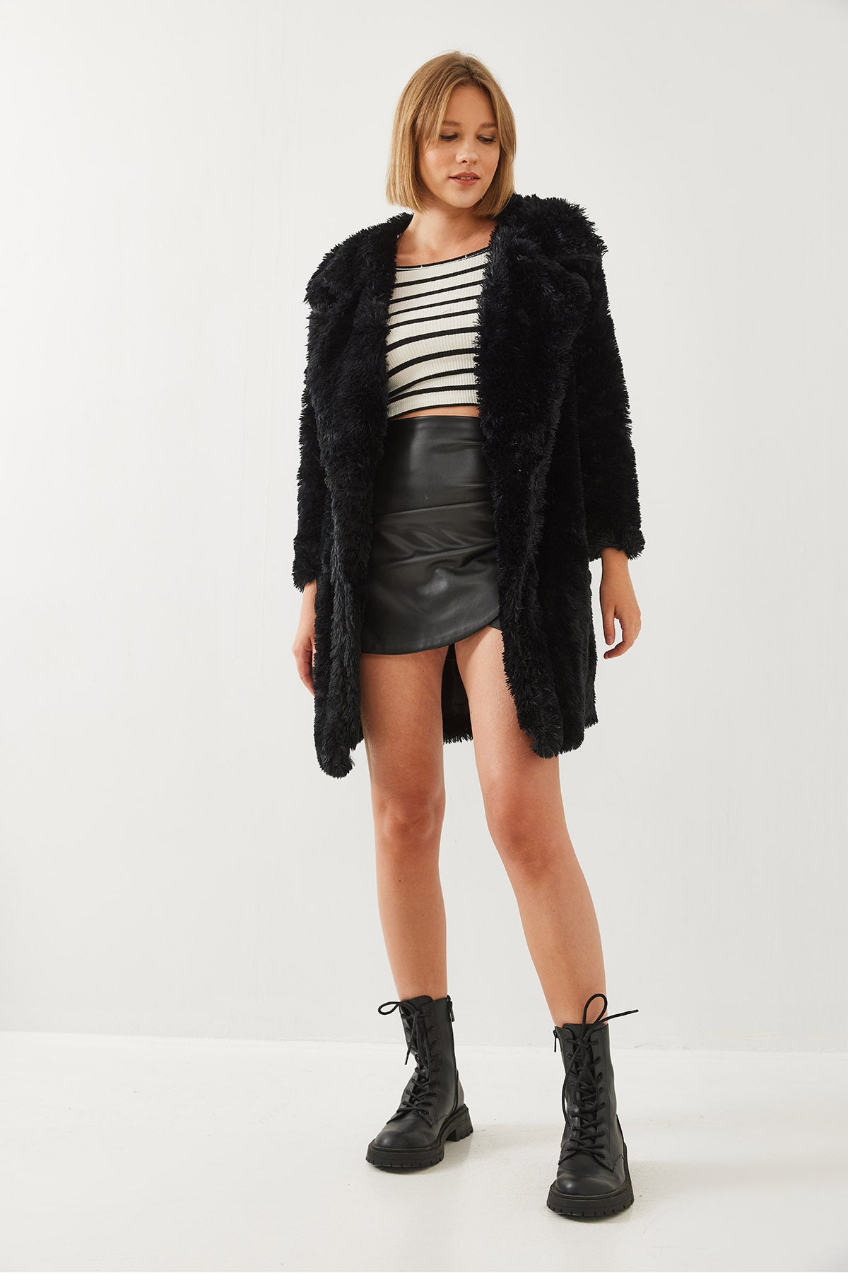 Women's Button Detailed Plush Coat 2480 60351114