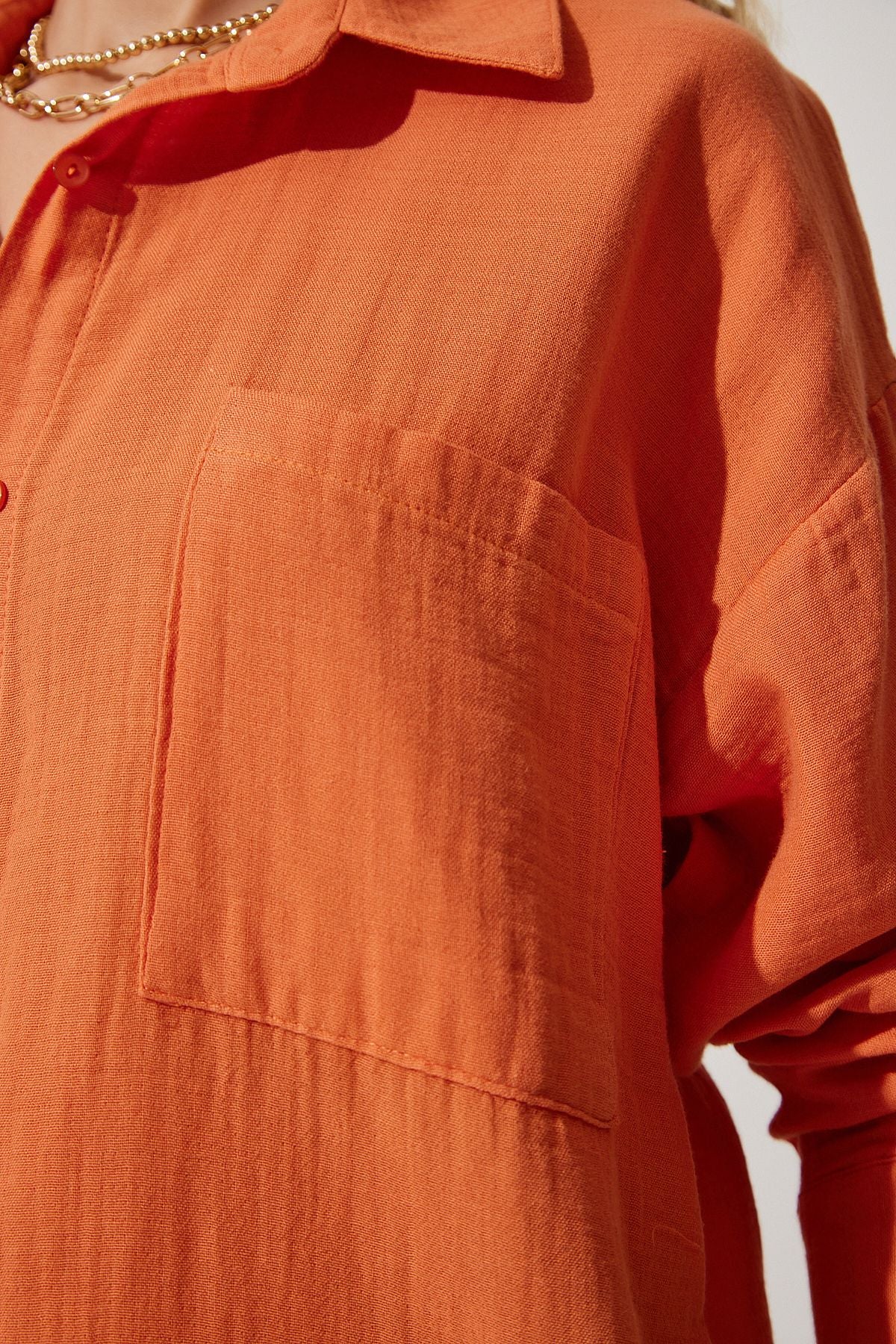 Female Oranj Pocket Oversize Müslin Shirt MX00150