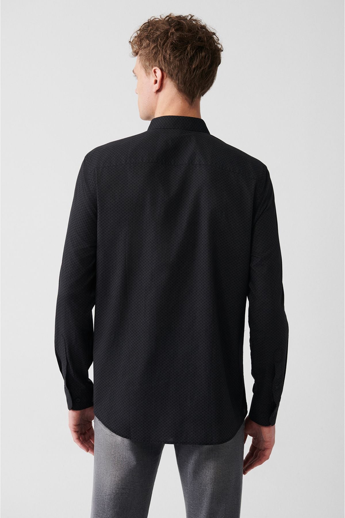 Men's anthracite 100 %cotton printed shirt A31y2040