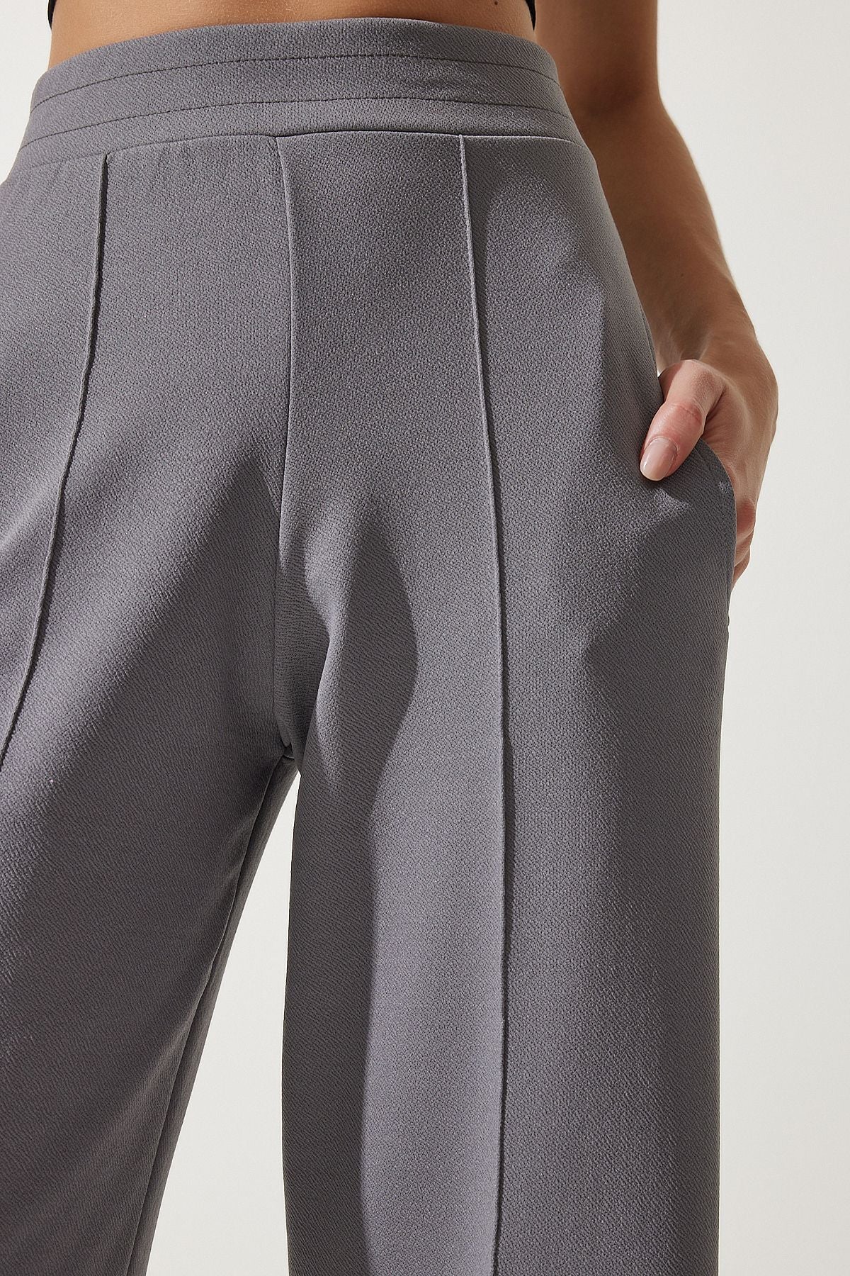 Woman Gray Flexible Palazzo Pants BF00090