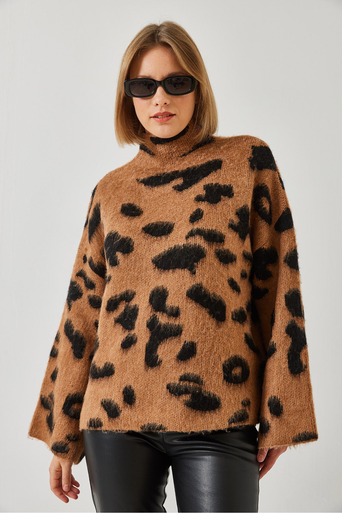 Women's Half Turtleneck Patterned Knitwear Sweater 241188 60261035