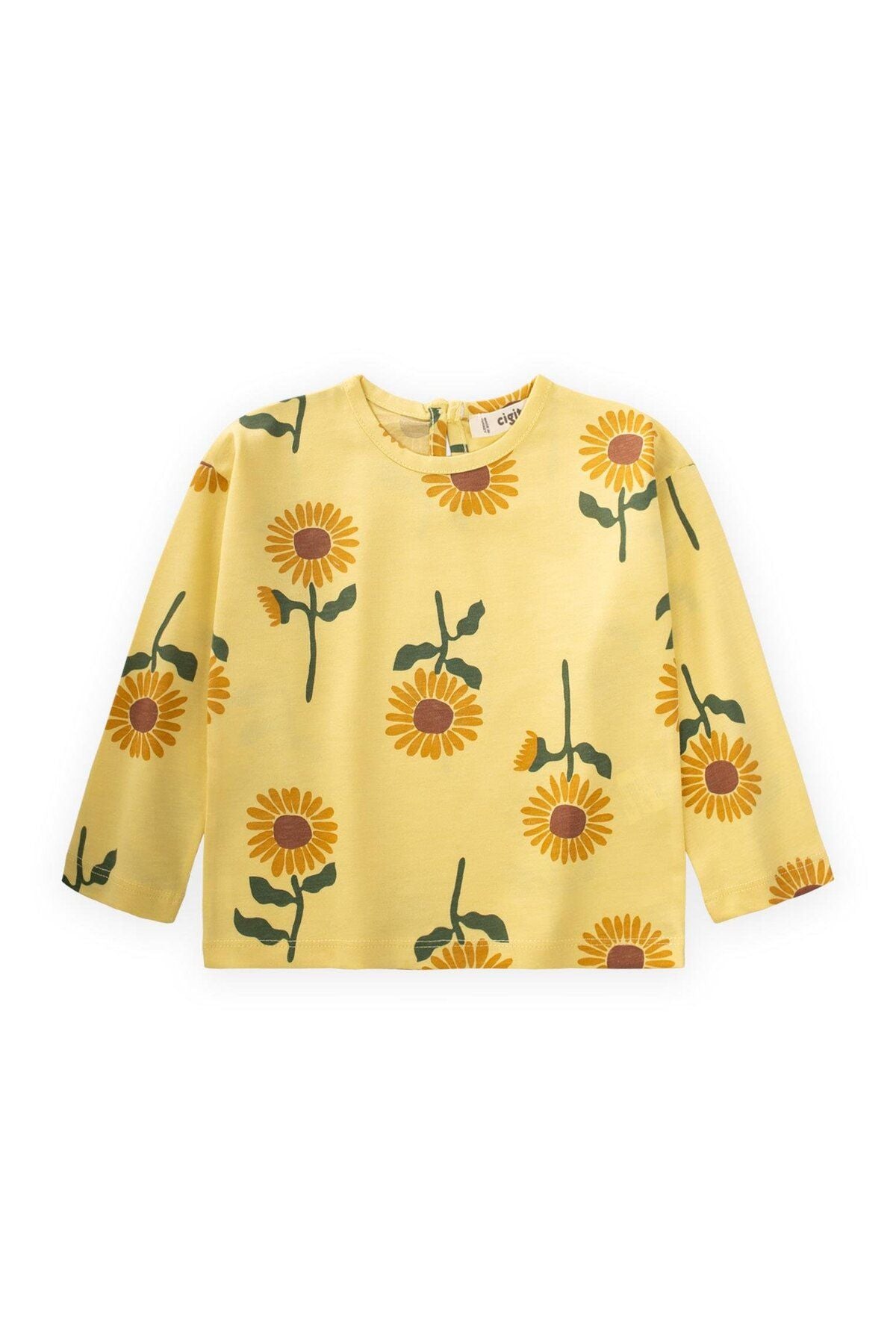 Sunflower Patterned Seasonal Girl Sweatshirt 1-5 Age Yellow