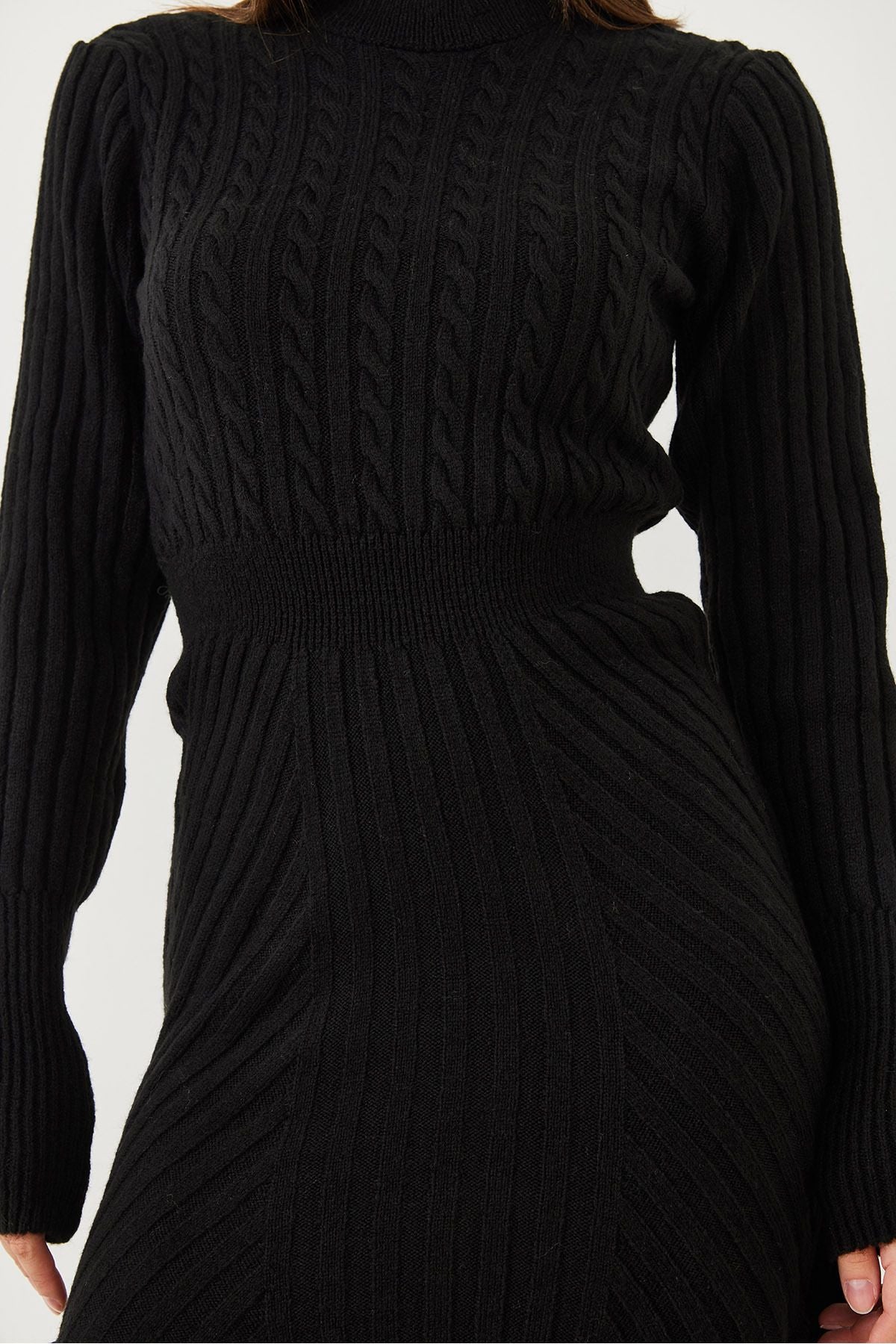 Women's waist and handle with a tire long sleeve knitwear dress 20234303