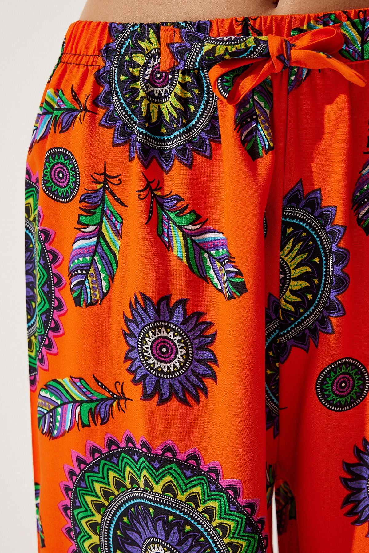 Female Oranj Purple Patterned Viscose Palazzo Pants EN00606