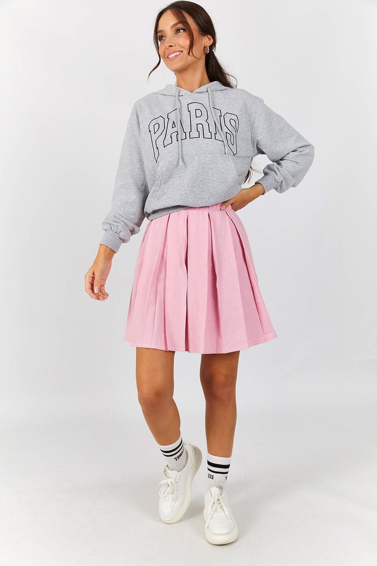 Woman Pink Short Kloş Skirt ARM-22K001013