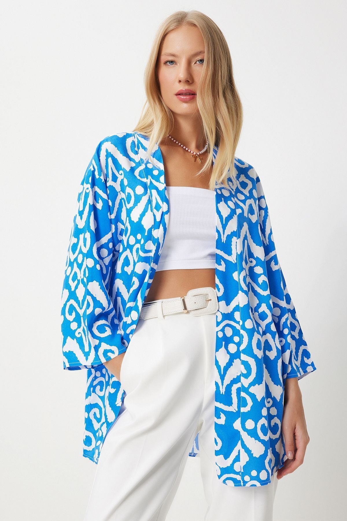 VISCONE KIMONO EN00615 with Live Blue Patterned