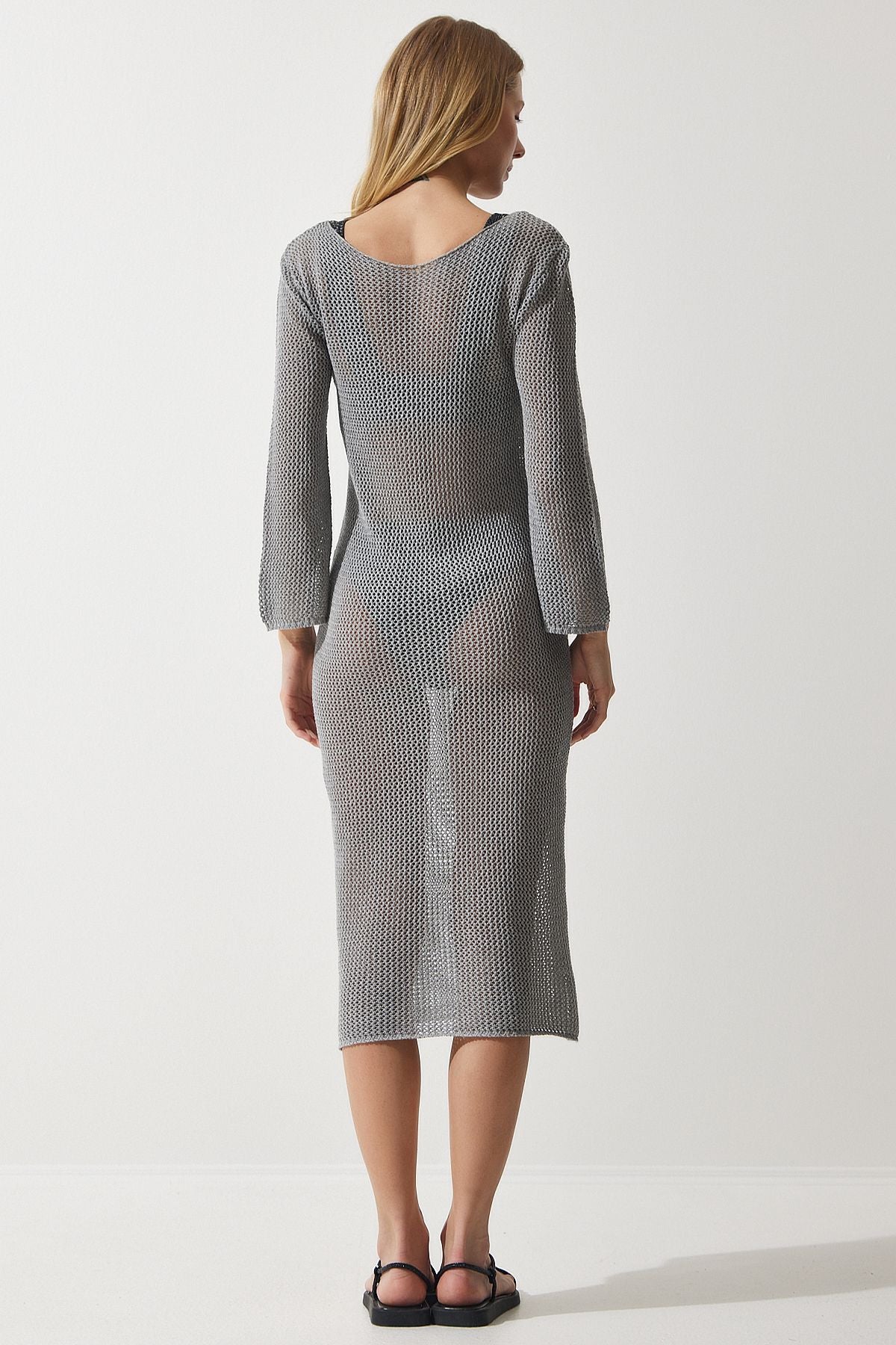 Women's Gray Outparen Montero Long Knitwear Dress PF00064